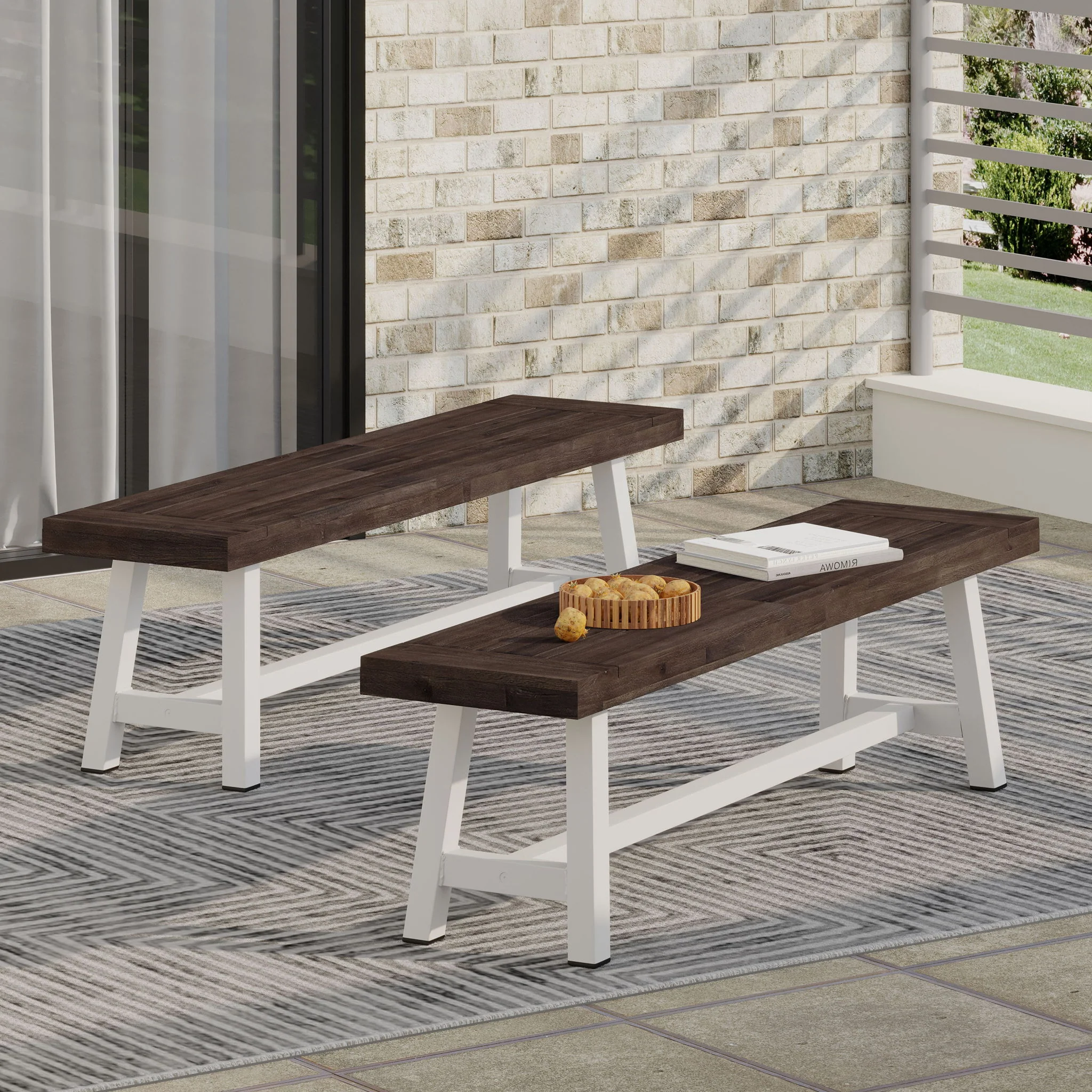 Tranquilizer - Outdoor Acacia Wood Bench With Slat Panel Design - Image 7
