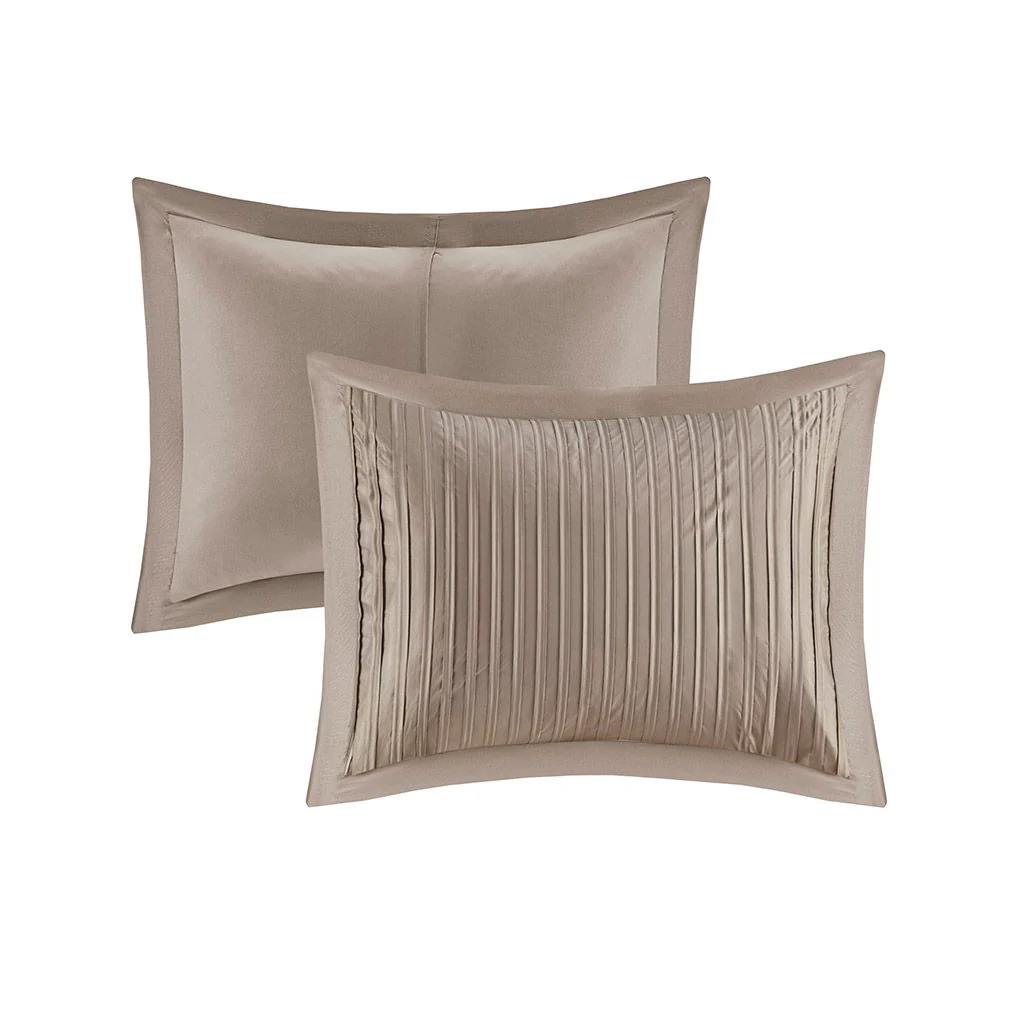 Trinity - Queen Piece Comforter (Set of 7) - Taupe - Image 2