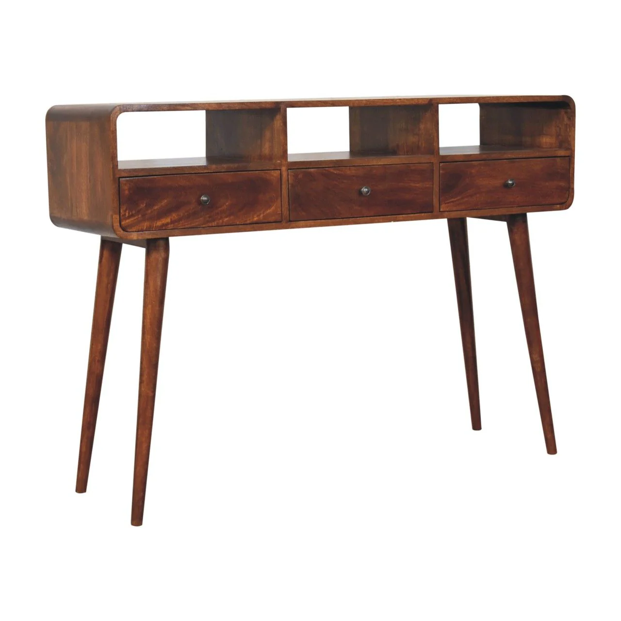 Triple Curved Console Table - Brown - Image 4