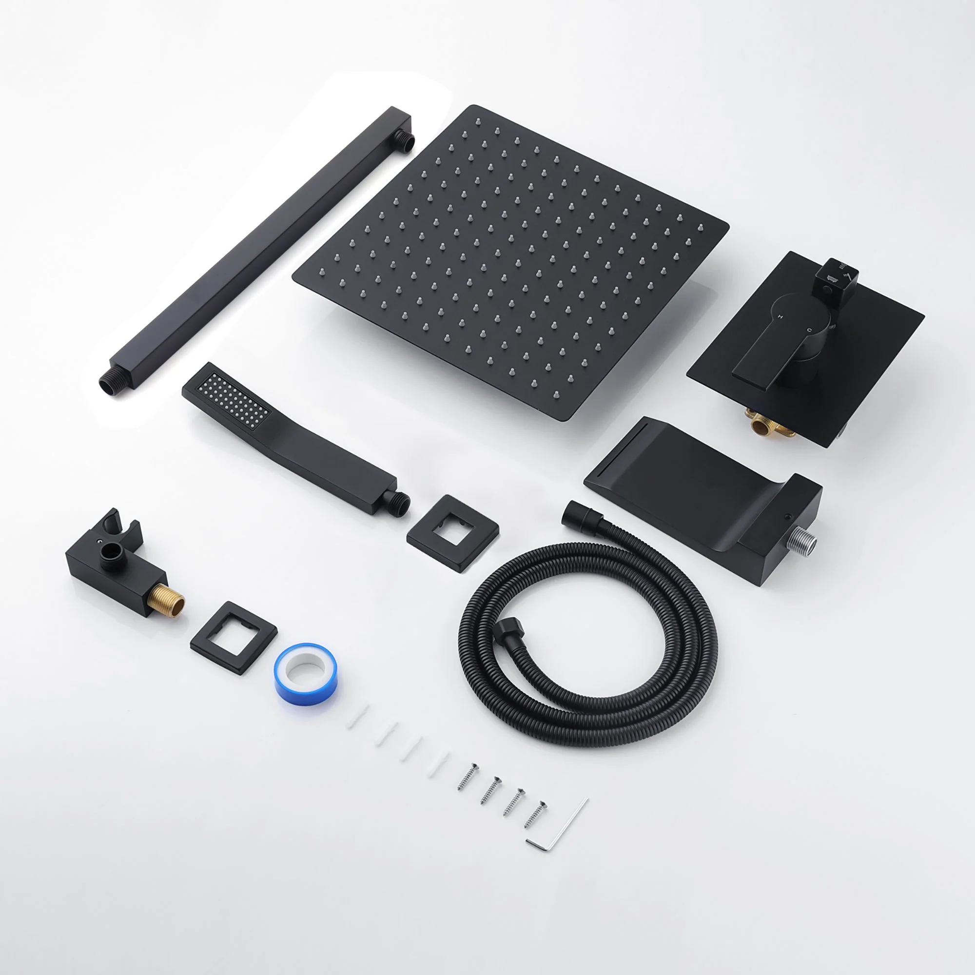 Tub Shower Faucet Set With 12" Rain Shower Head And Handheld Spray Combo - Image 5