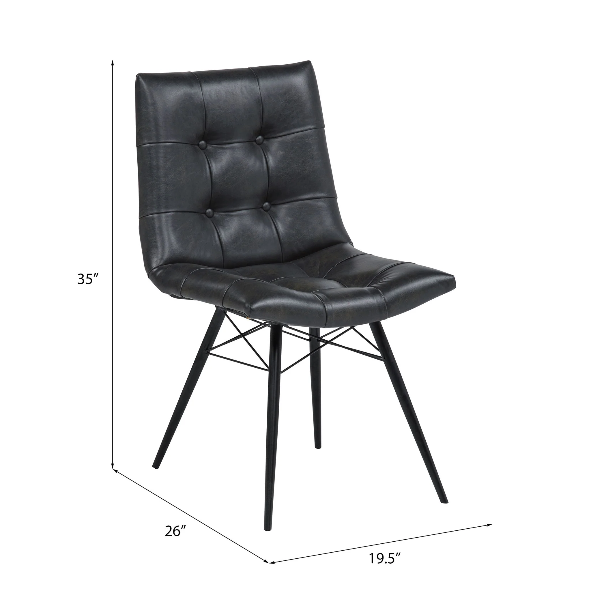 Tufted Back Dining Chairs (Set of 4) - Black - Image 2
