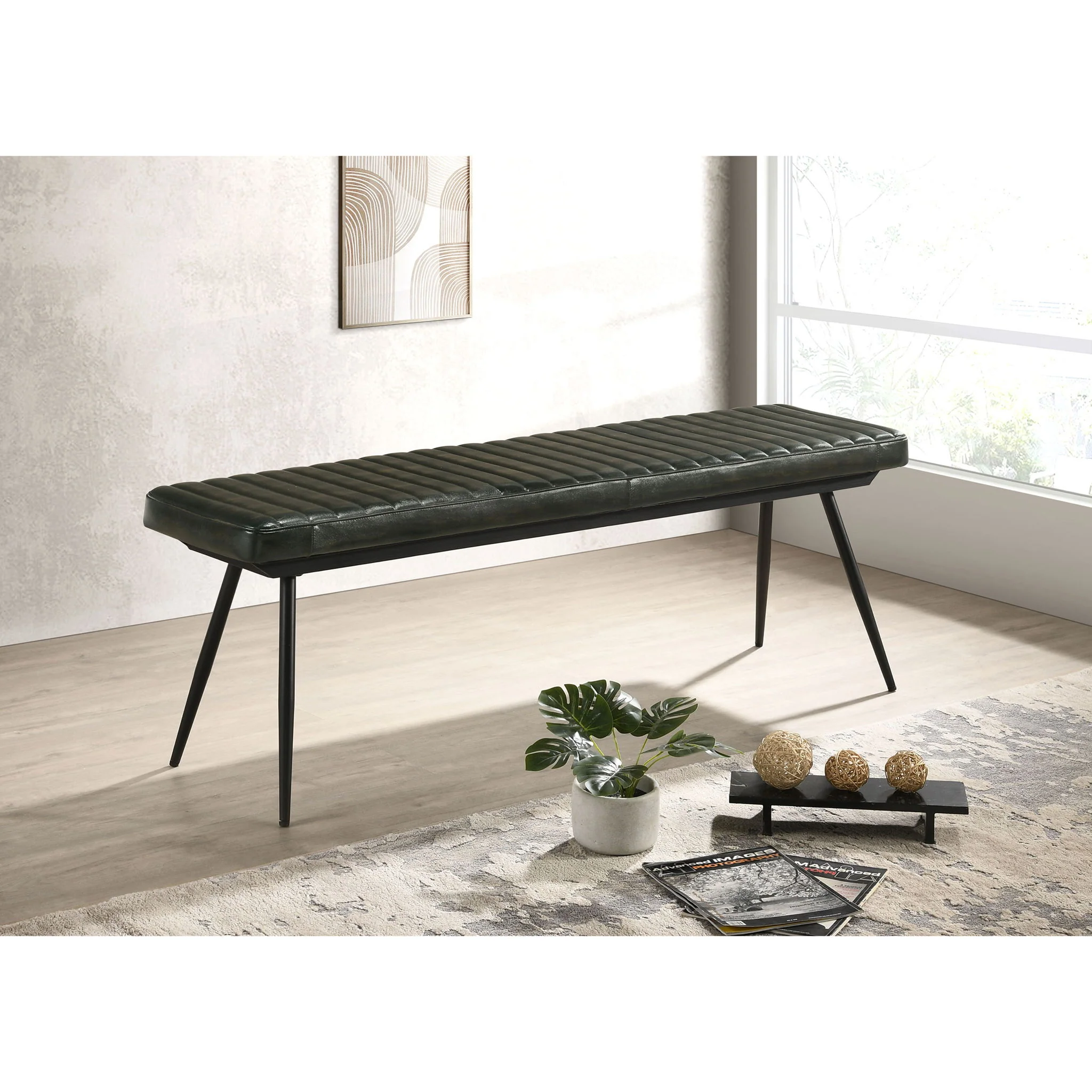 Tufted Cushion Side Bench - Black - Image 2