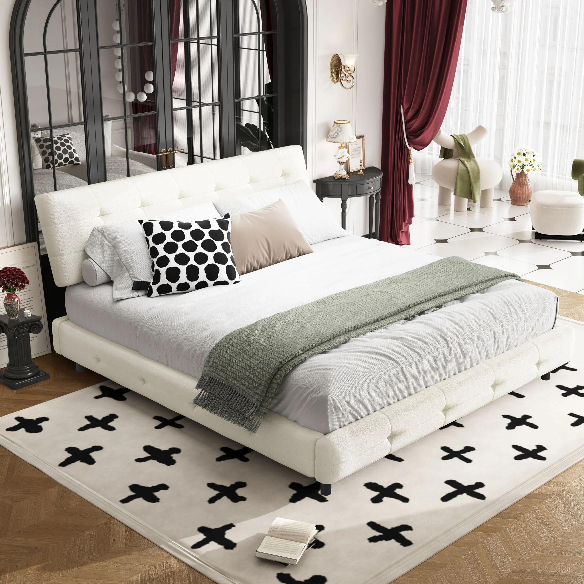 Tufted Headboard With Extra-Large Ultra-Soft Cloud Pillow Design - Image 7