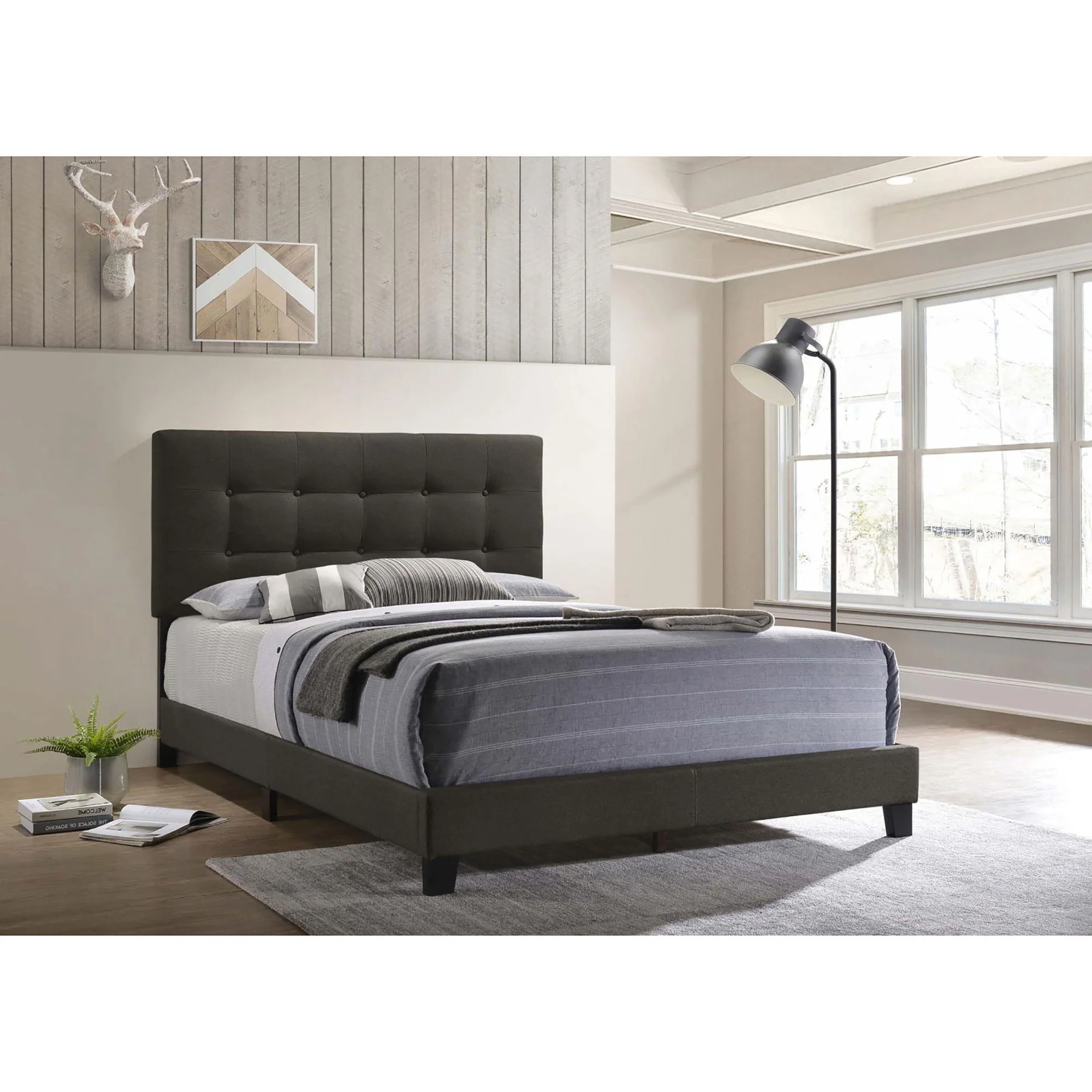 Tufted Panel Bed With Modern Upholstered Design - Image 2