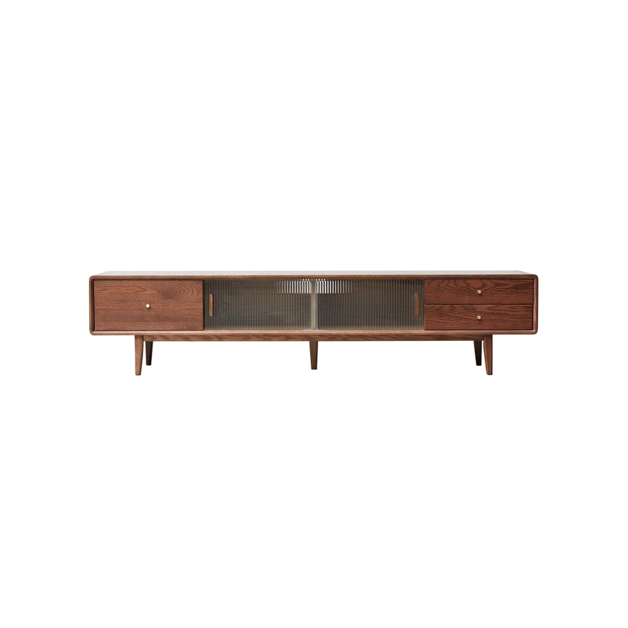 TV Cabinet With Chinese Changhong Glass Doors, Two Drawer Storage Space TV Standing - Image 2