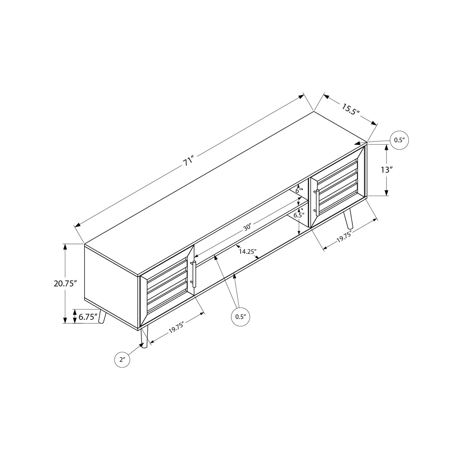 TV Stand, Console, Media Entertainment Center, Storage Cabinet, Transitional - Image 4