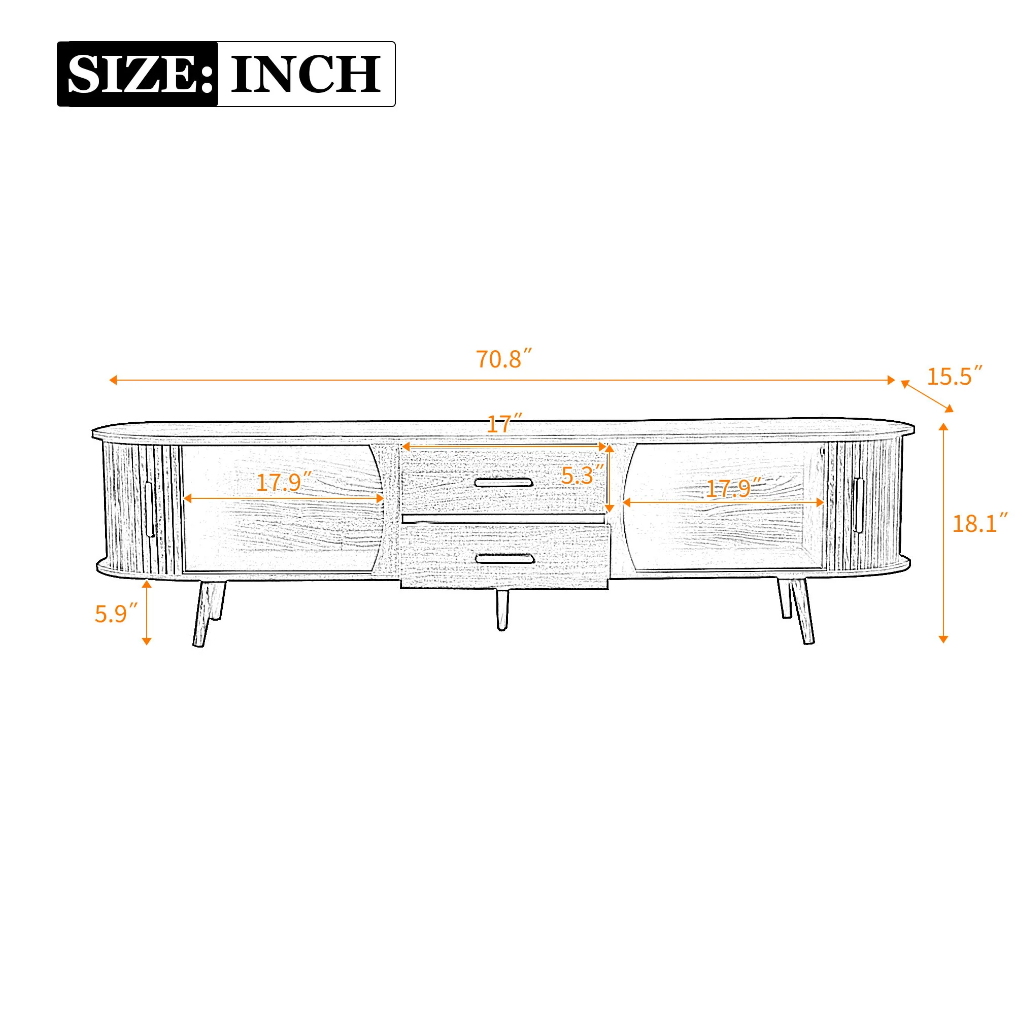 TV Stand, Entertainment Center With Storage - Image 7