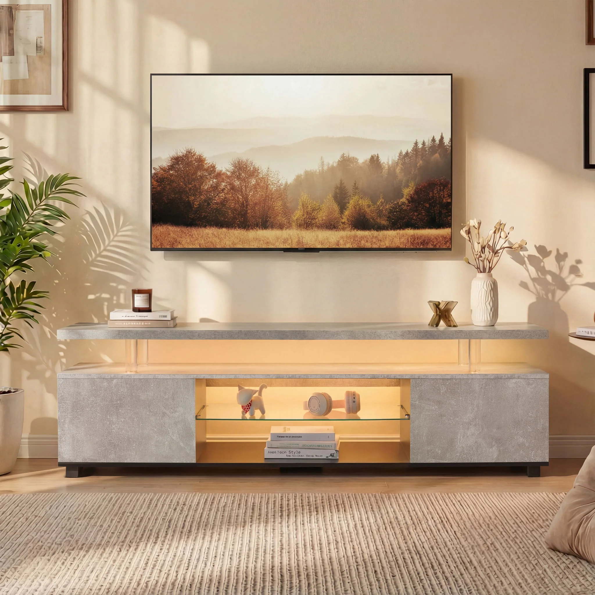 TV Stant With LED And Large Side Cabinet - Image 8