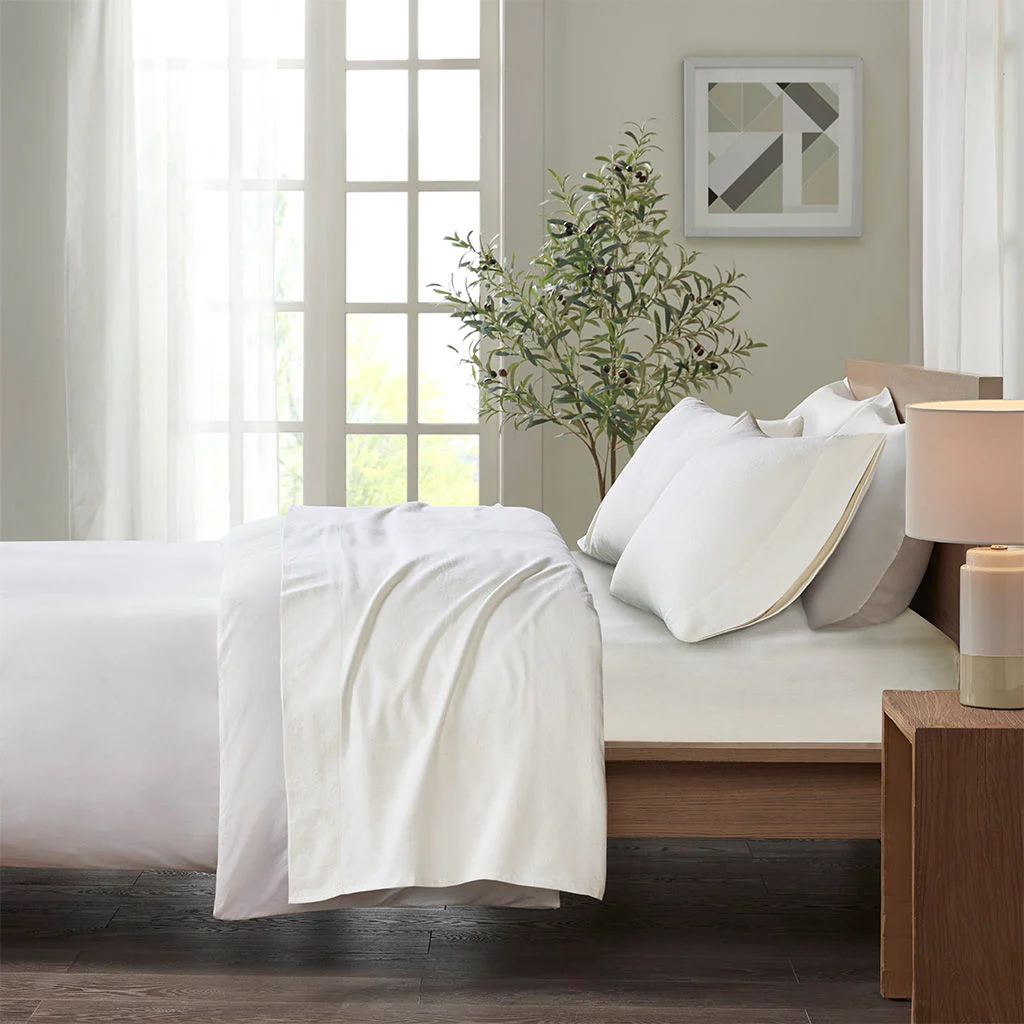 Cozy Flannel - Twin Sheet Set - Ivory Solid