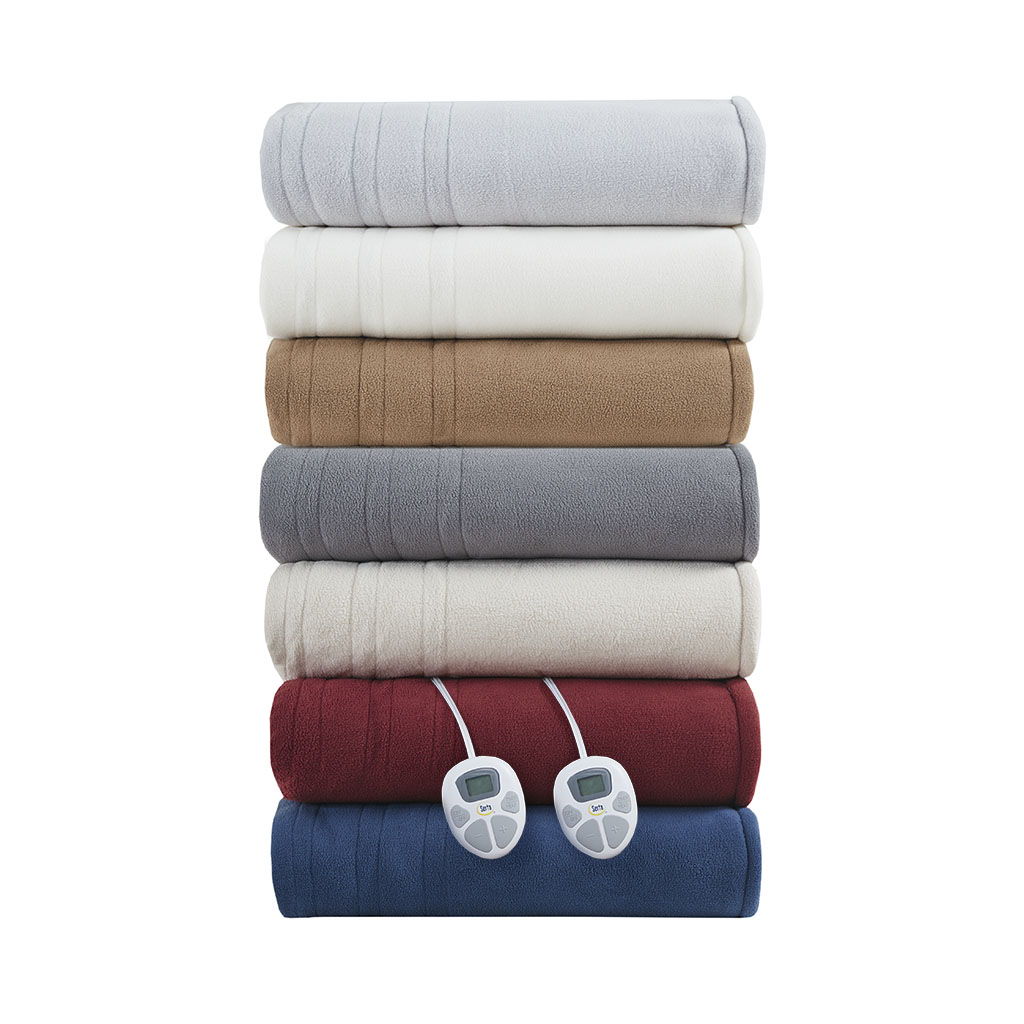 Fleece to Sherpa - Twin Heated Blanket - Brown - Image 4