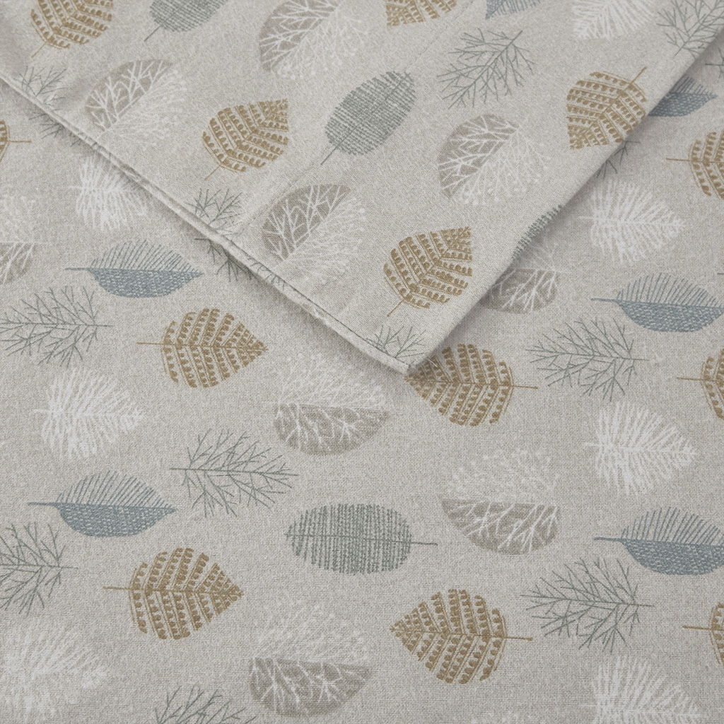 Cozy Flannel - Twin Long Printed Sheet Set - Multi Leaves - Image 2