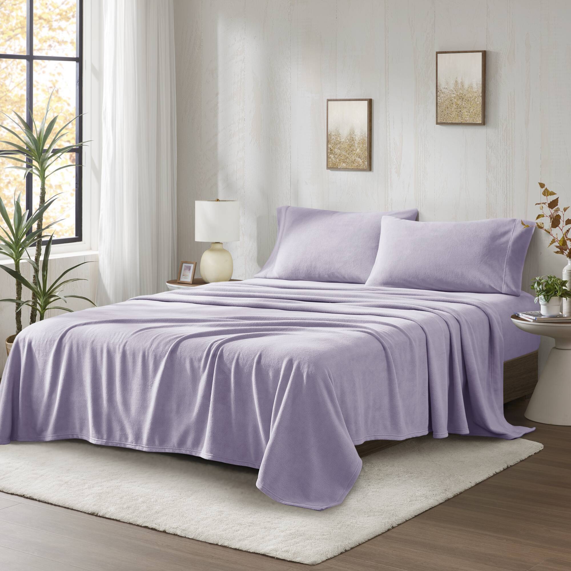 Micro Fleece - Twin Long Sheet Set - Lavender - Image 3