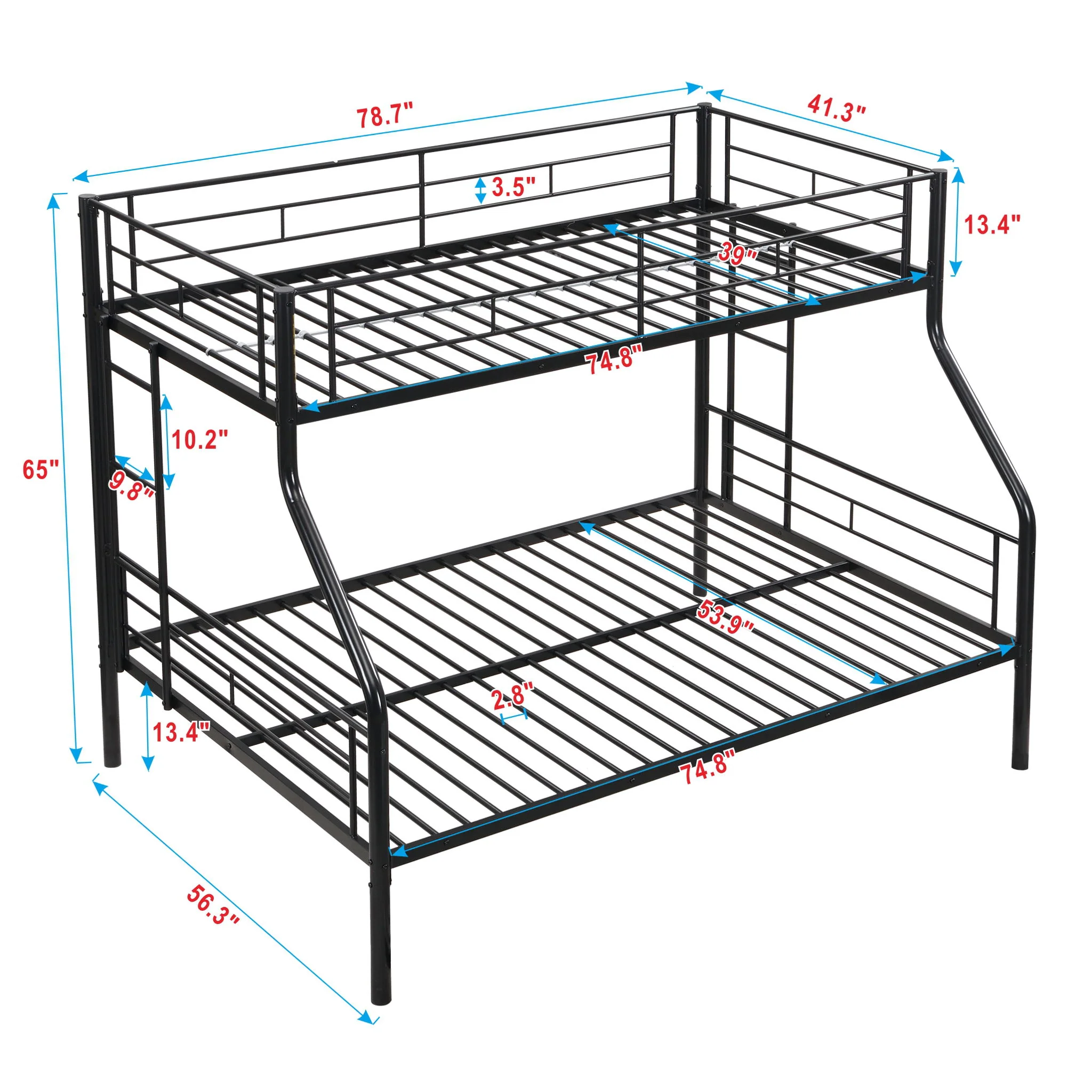 Twin Over Full Bunk Bed With Large Under-Bed Storage - Black - Image 4