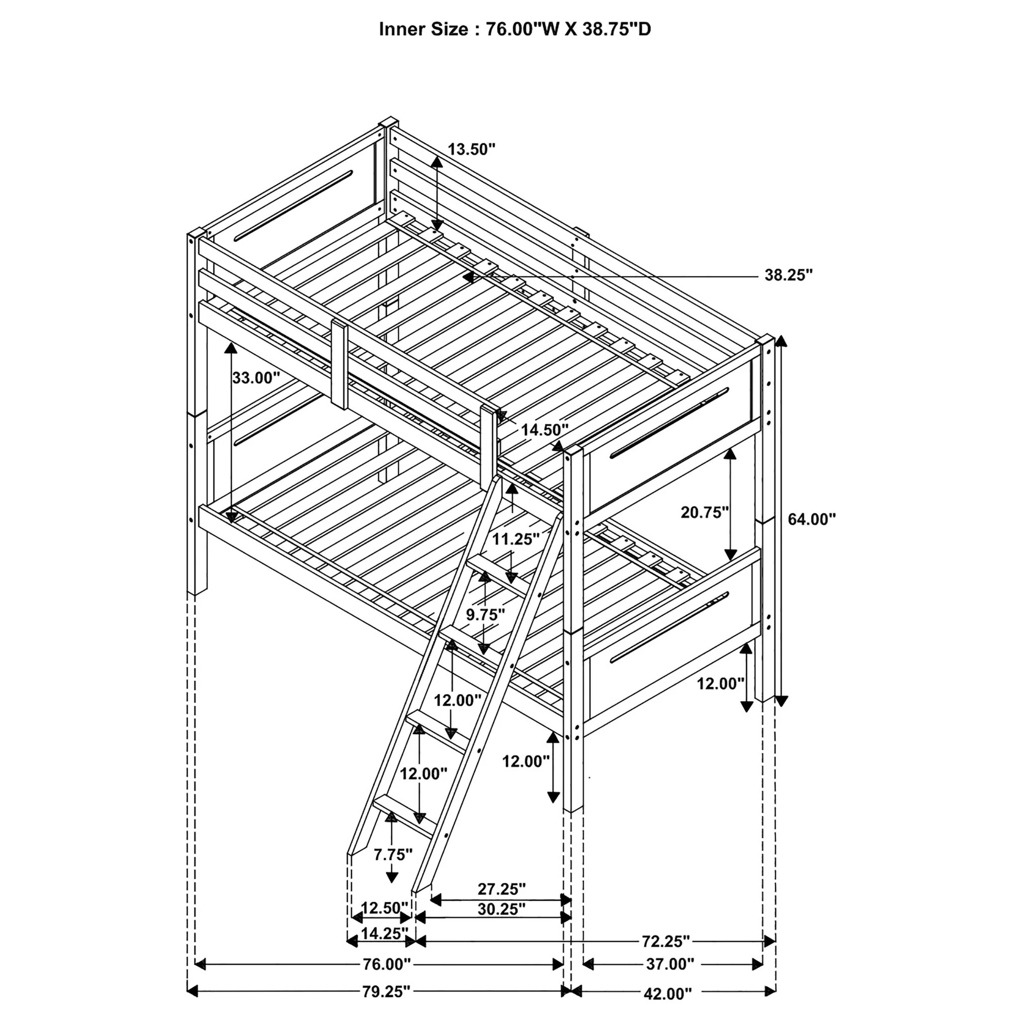 Twin Over Twin Bunk Bed With Built In Ladder, Safety Guardrails, Easy Access Ladder - Gray - Image 3