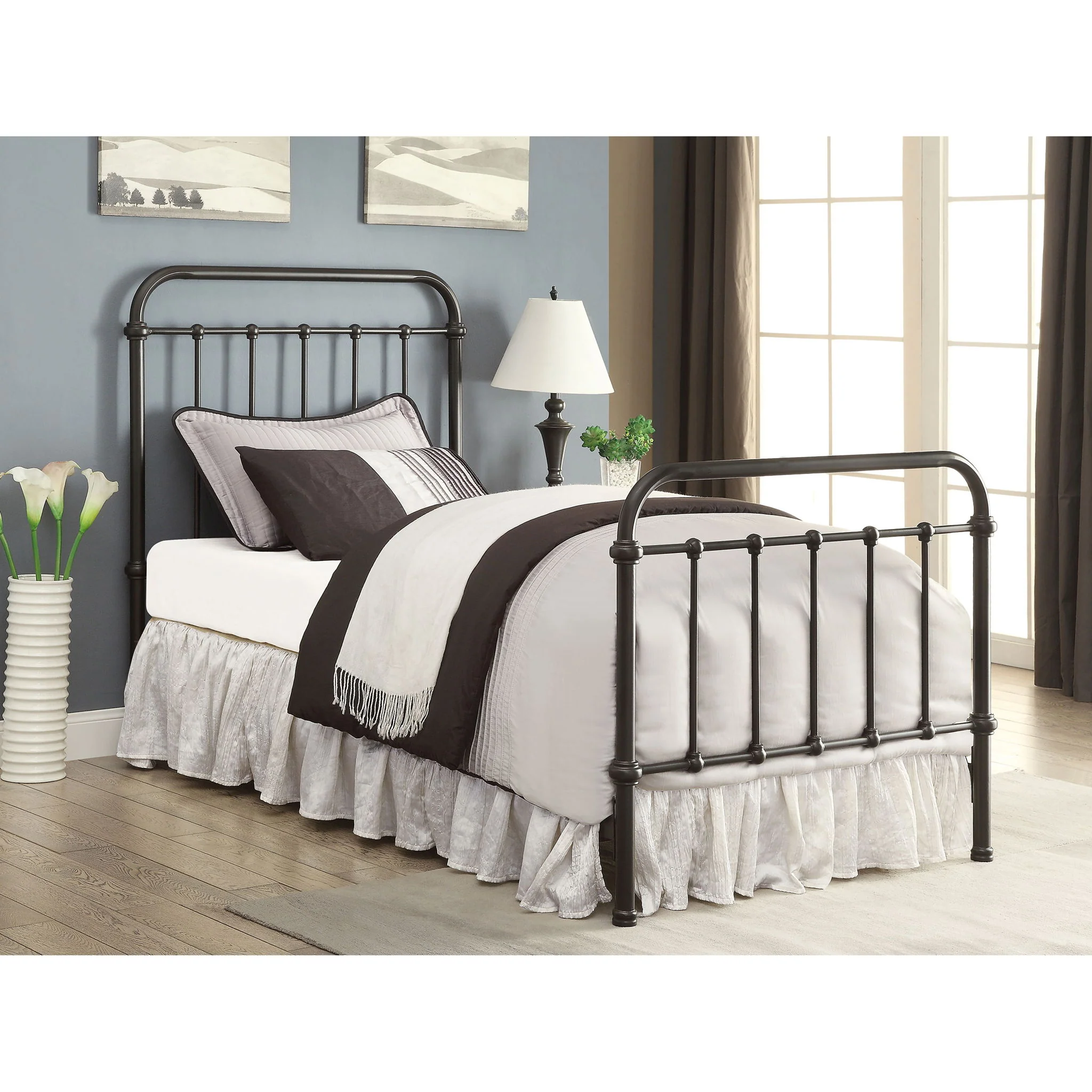 Twin Panel Bed With Ornate Design - Bronze - Image 4