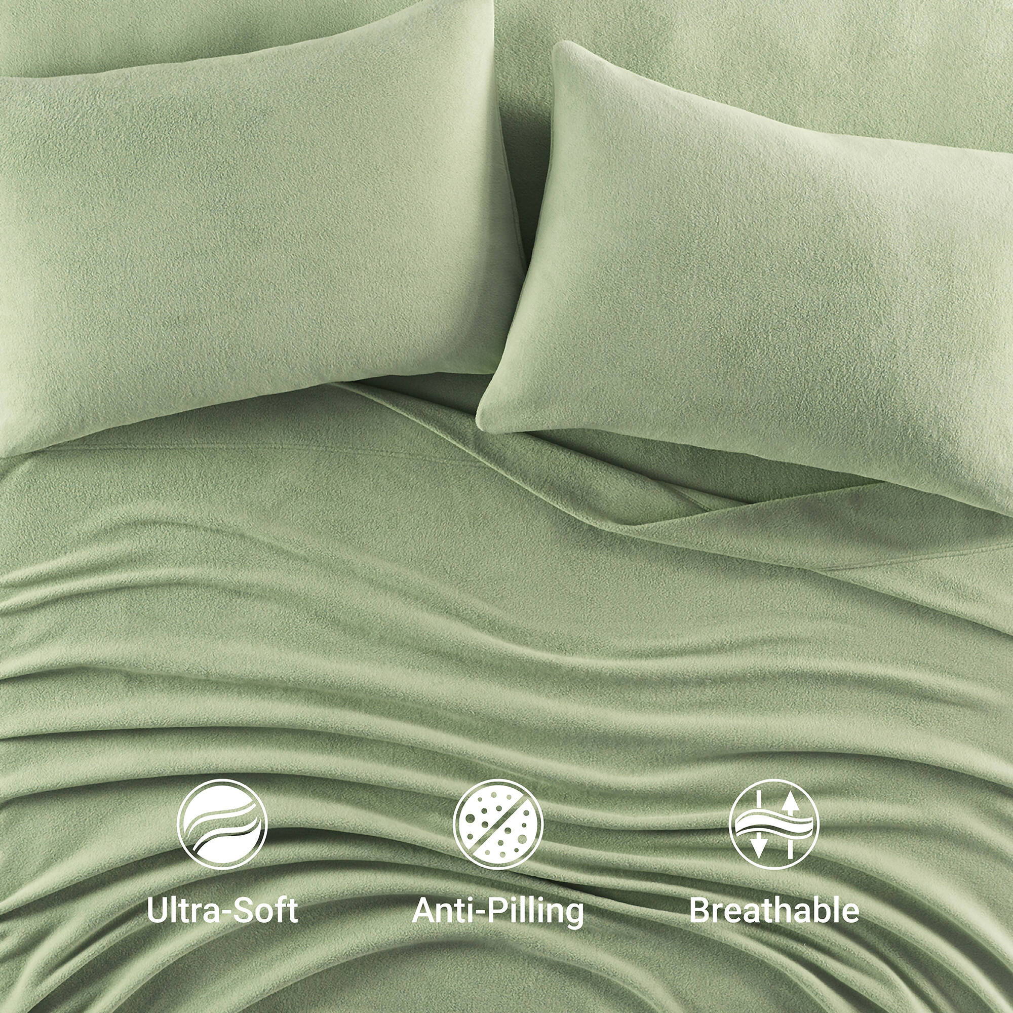 Micro Fleece - Twin Sheet Set - Green - Image 2