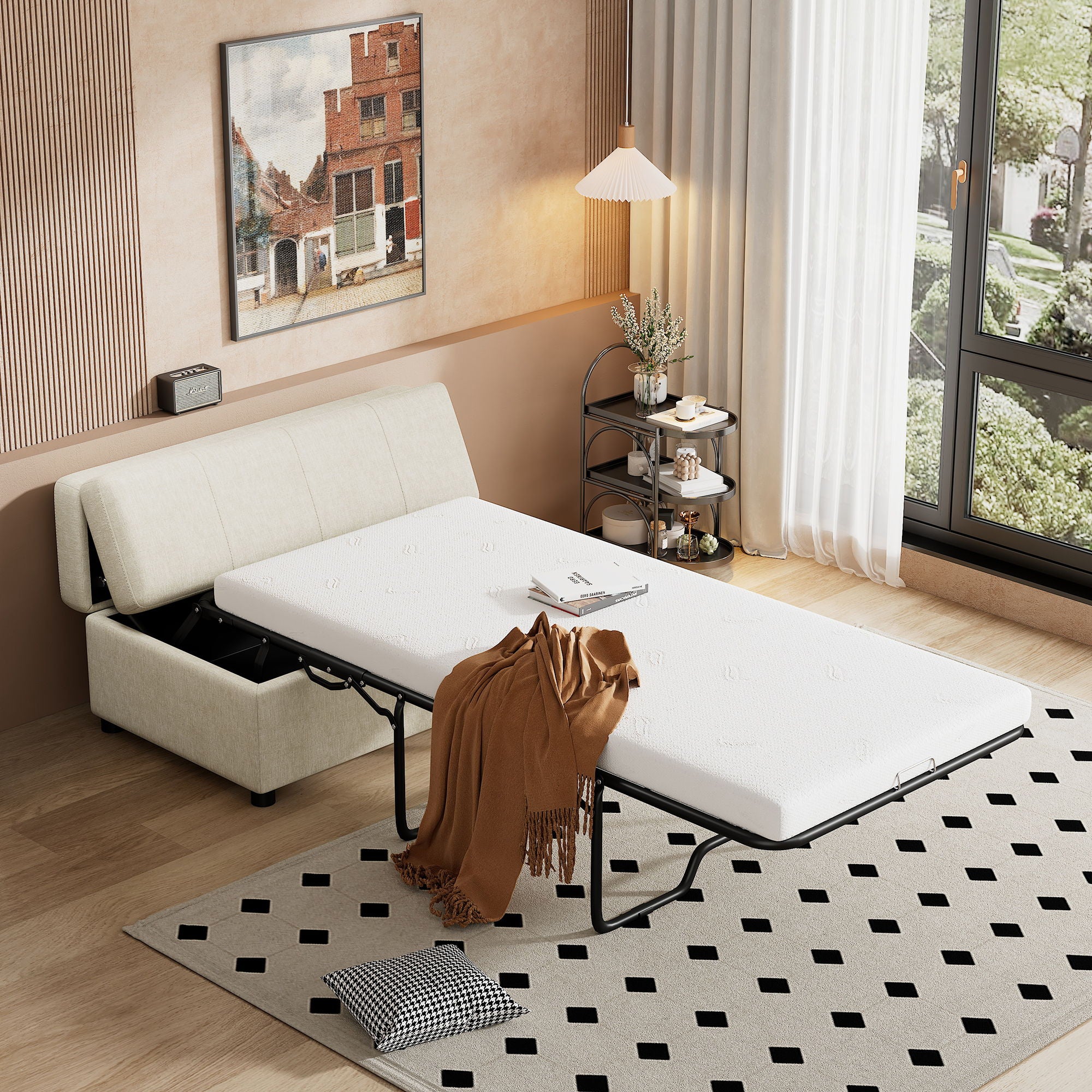 Twin Size Folding Ottoman Sleeper Bed With Mattress Convertible Guest Bed - Image 9
