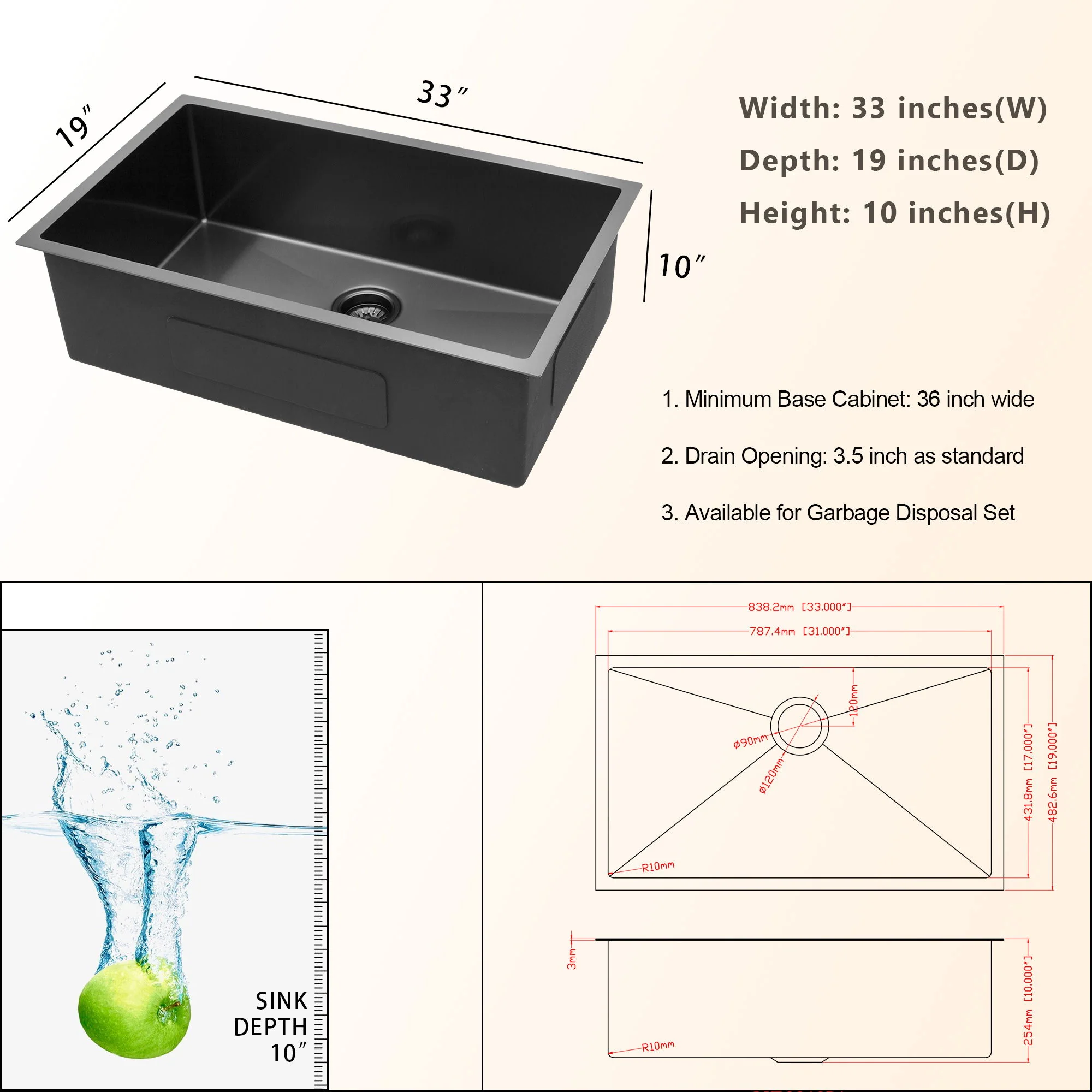 Undermount Kitchen Sink 16 Gauge Stainless Steel - Image 4