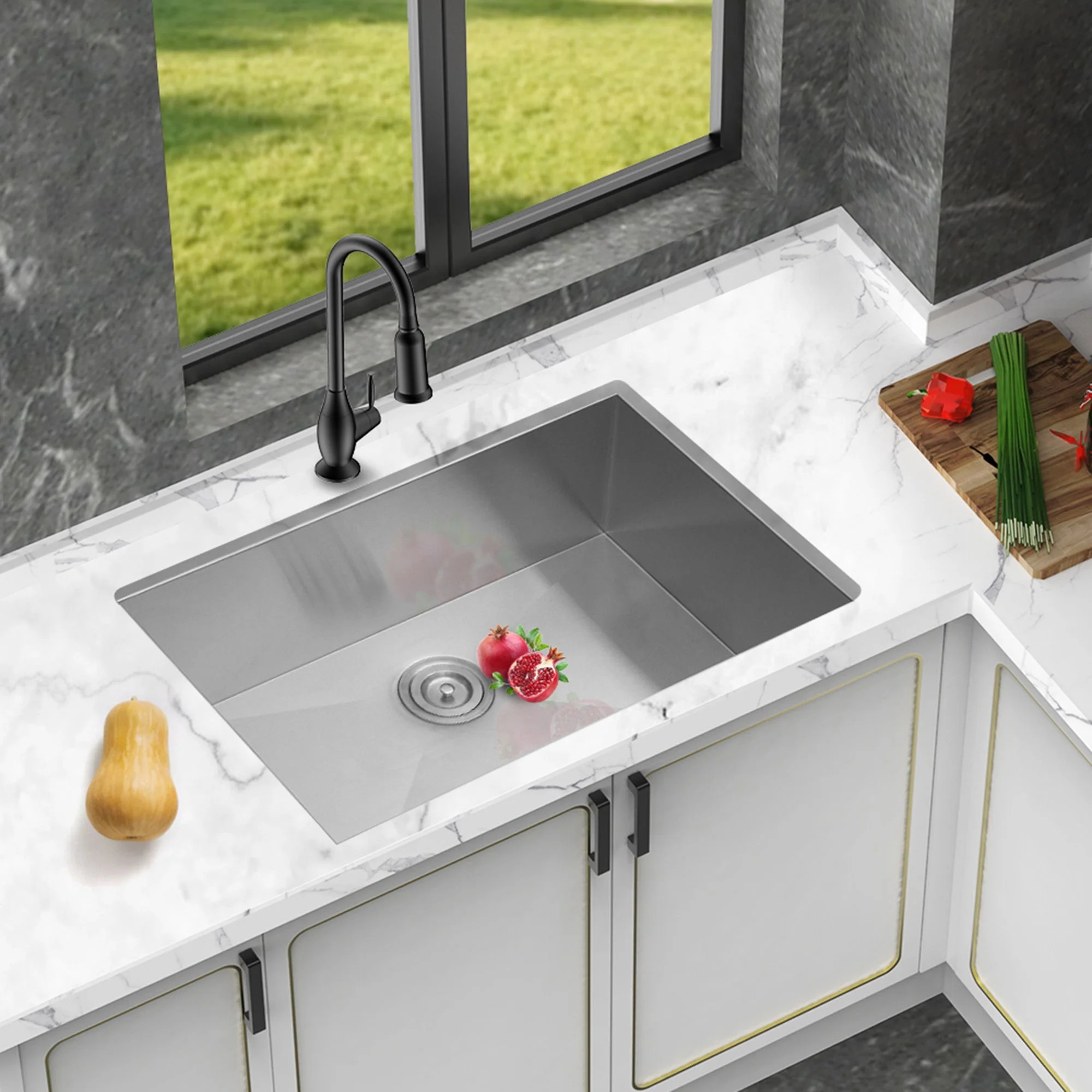 Undermount Stainless Steel Kitchen Sink, Deep Single Bowl Basin - Image 13