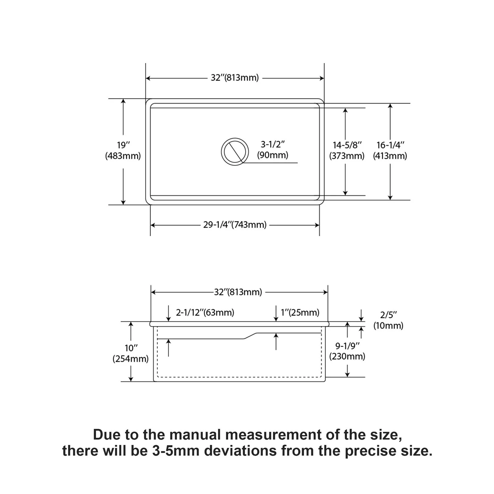 Undermount Workstation Single Bowl Porcelain Ceramic Kitchen Sink - Image 3