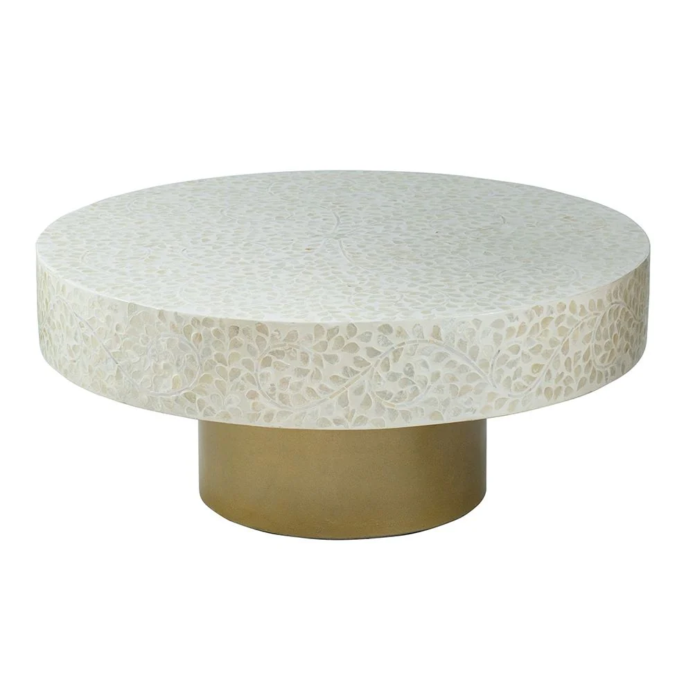 Unique Capiz Coffee Table & Pedestal Base - Image 3