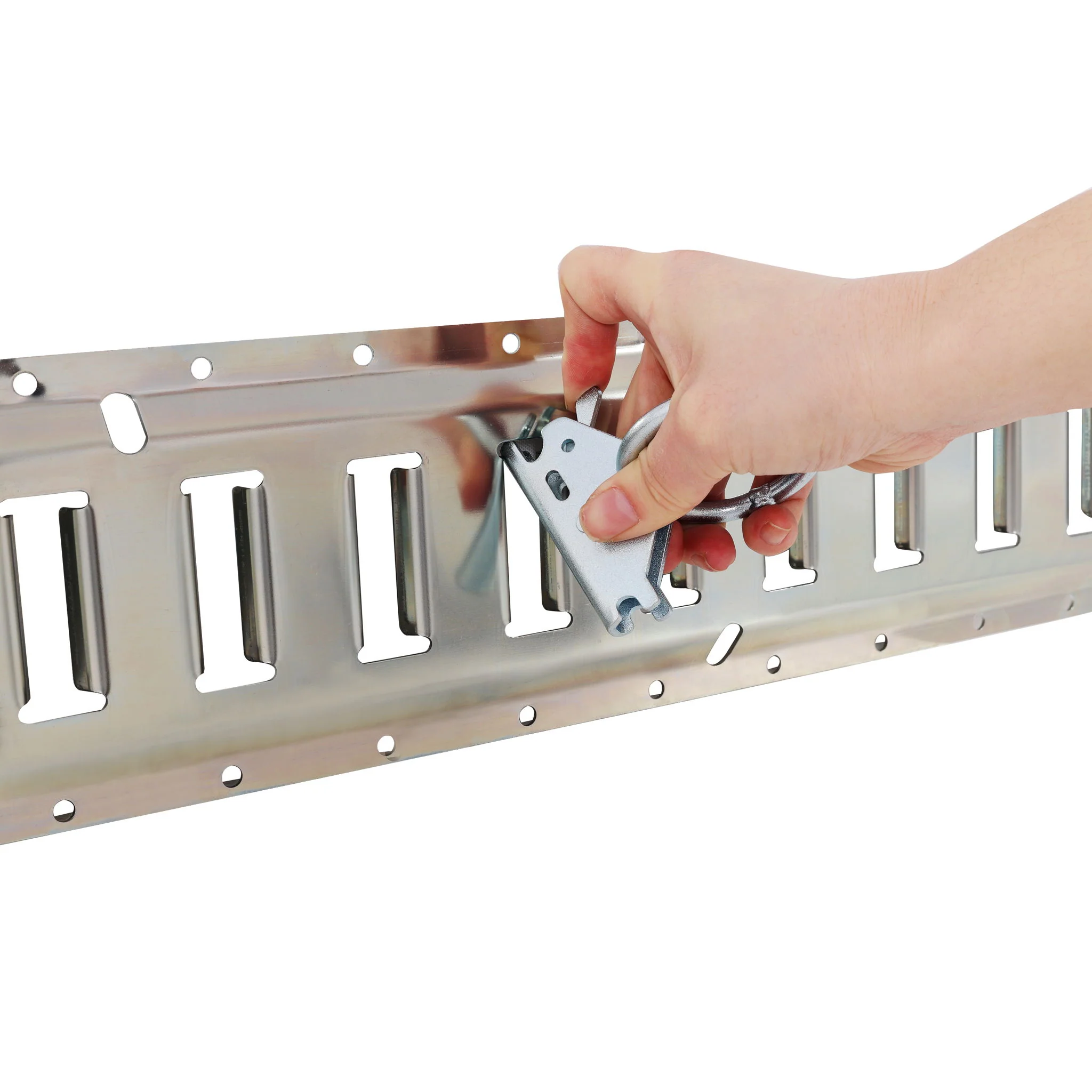 Universal E Track Tie-Down Rail Kit For Trucks, Vans, Garages - Silver - Image 2