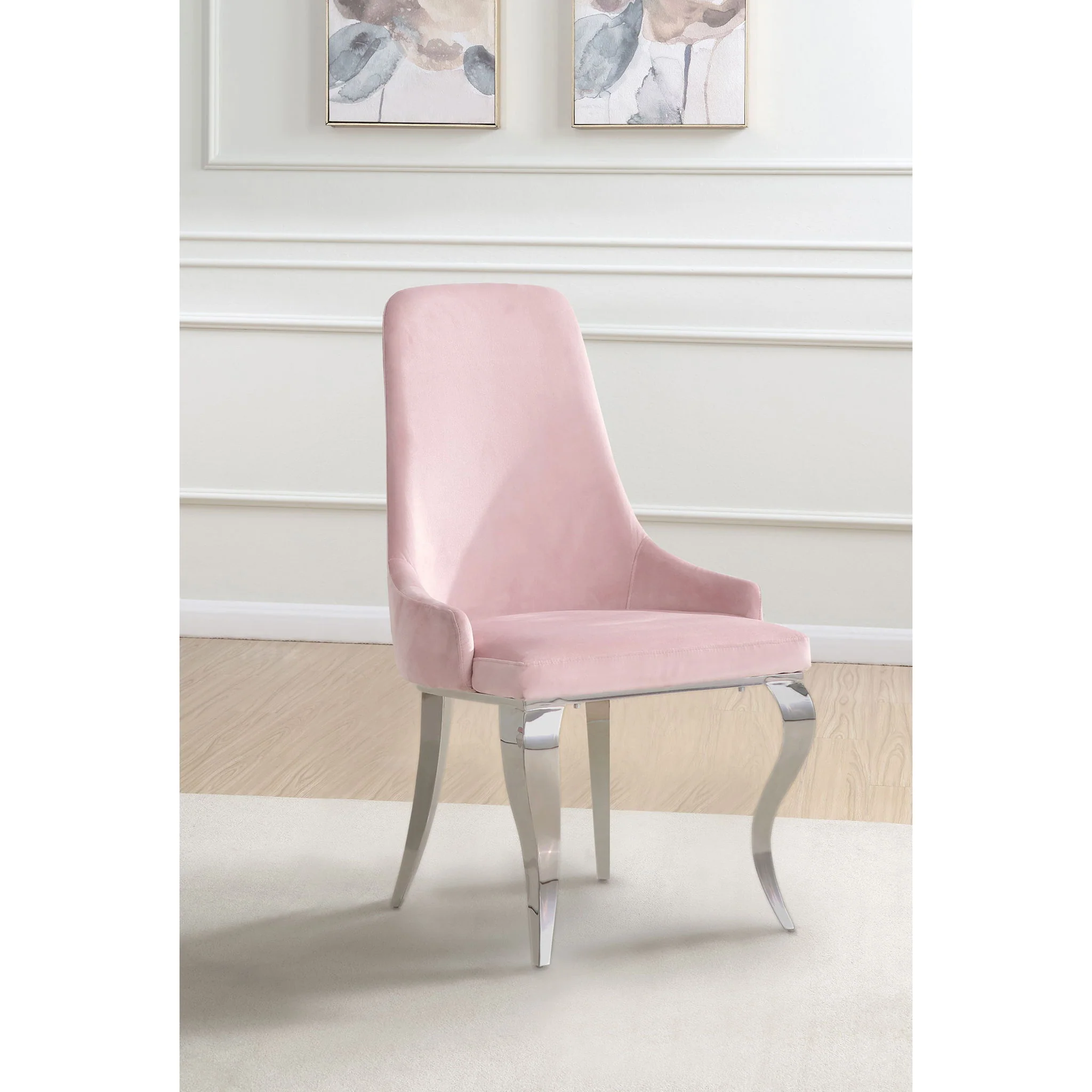 Upholstered Back Dining Chairs (Set of 2) - Pink - Image 4