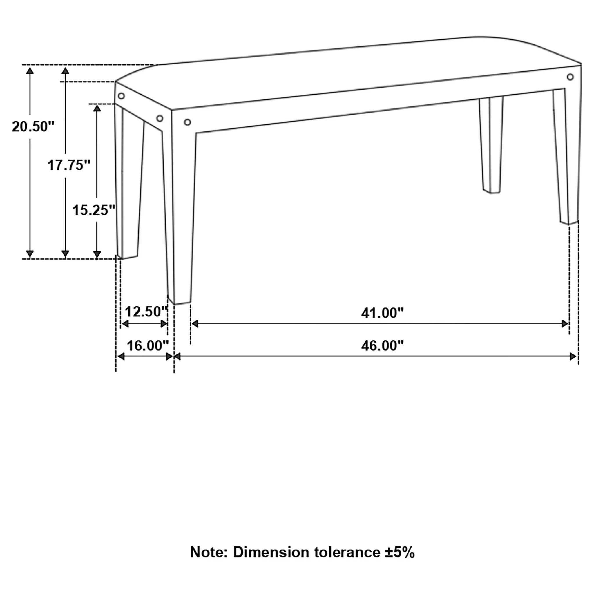 Upholstered Bench - Black - Image 3