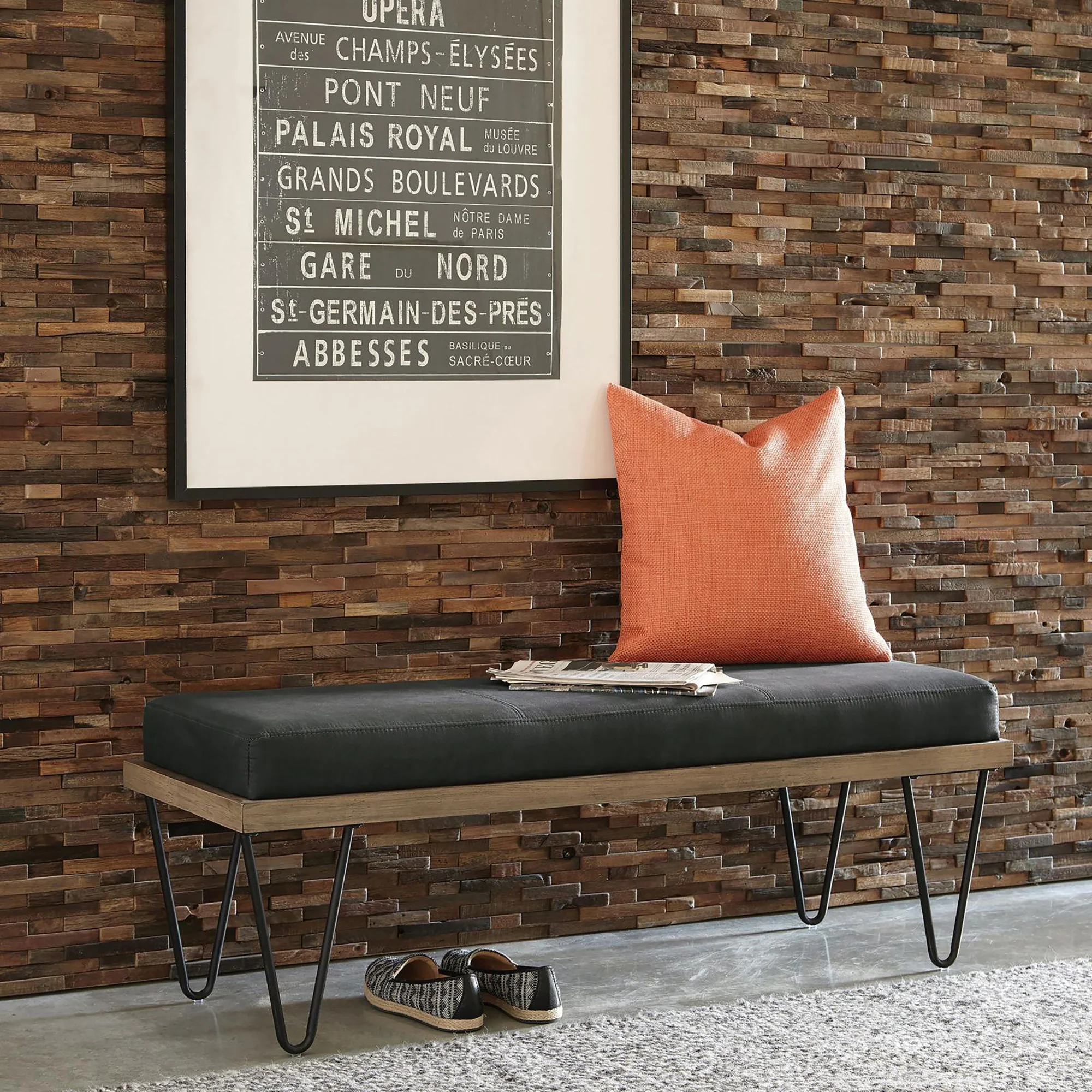 Upholstered Bench - Dark Blue - Image 3