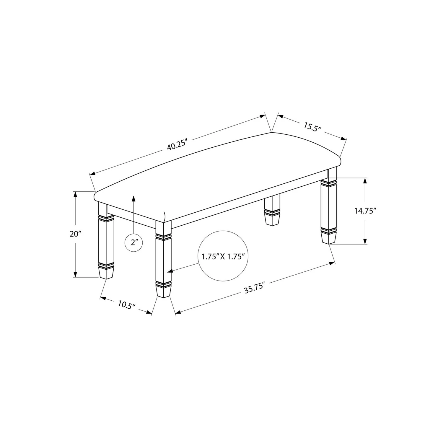 Upholstered Bench With Solid Legs - Image 8