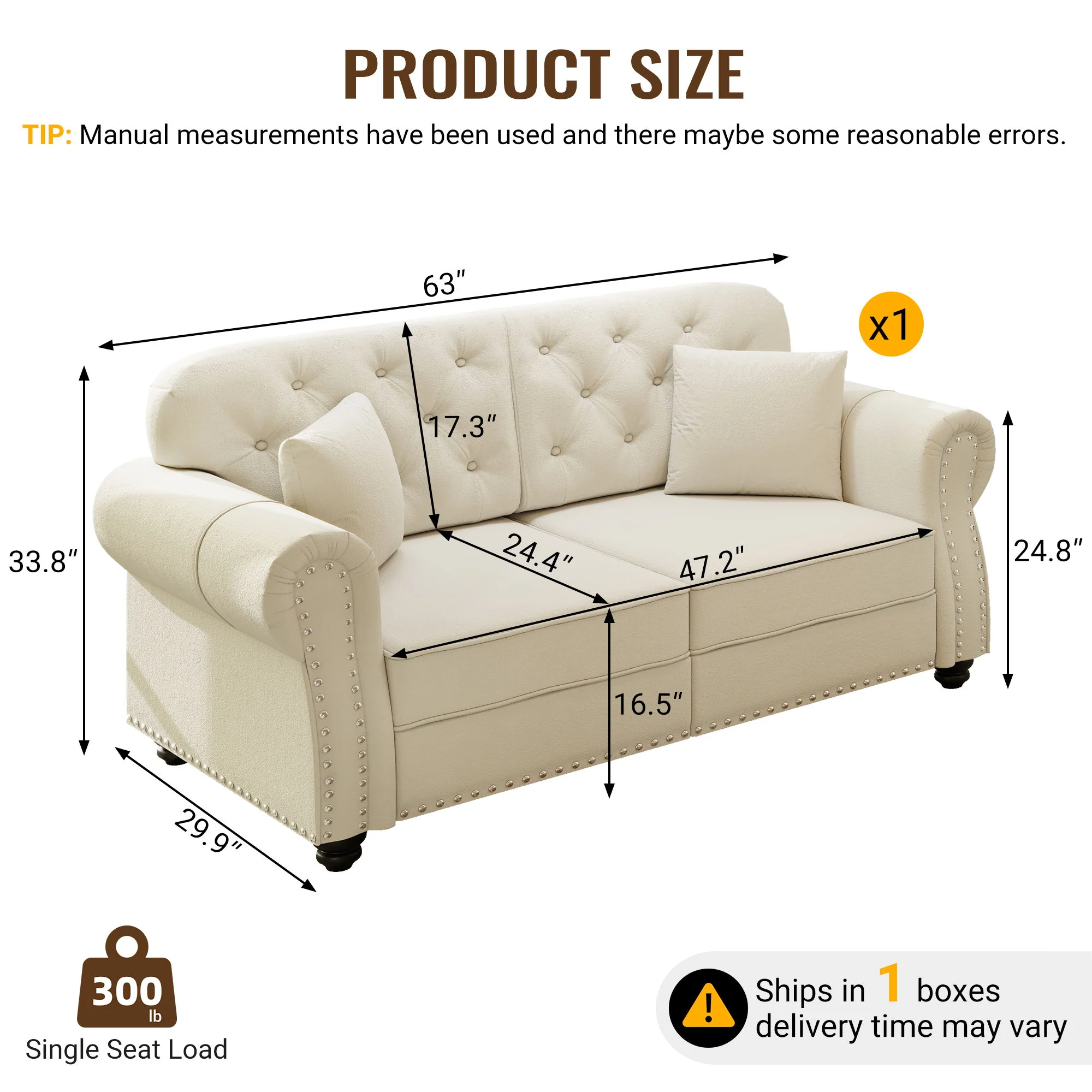 Upholstered Chesterfield Sofa With Nailhead Trim And Rolled Armrests - Image 11