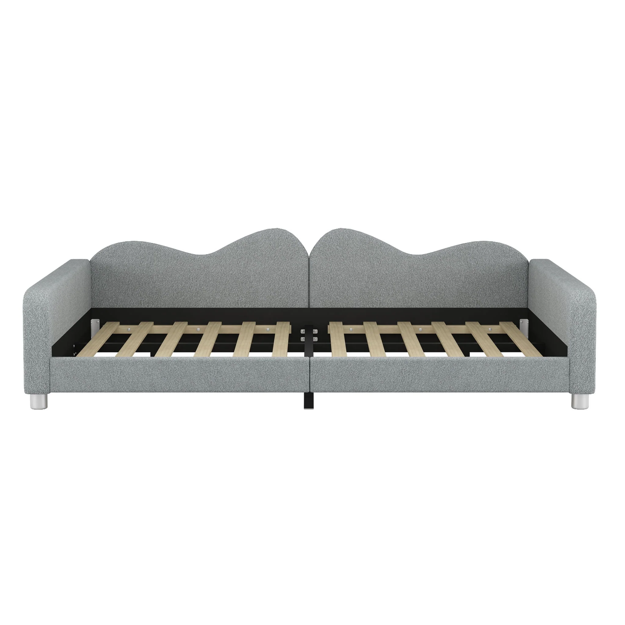 Upholstered Daybed, Sherpa Fabric Sofabed With Cloud-Shaped Backrest - Image 20