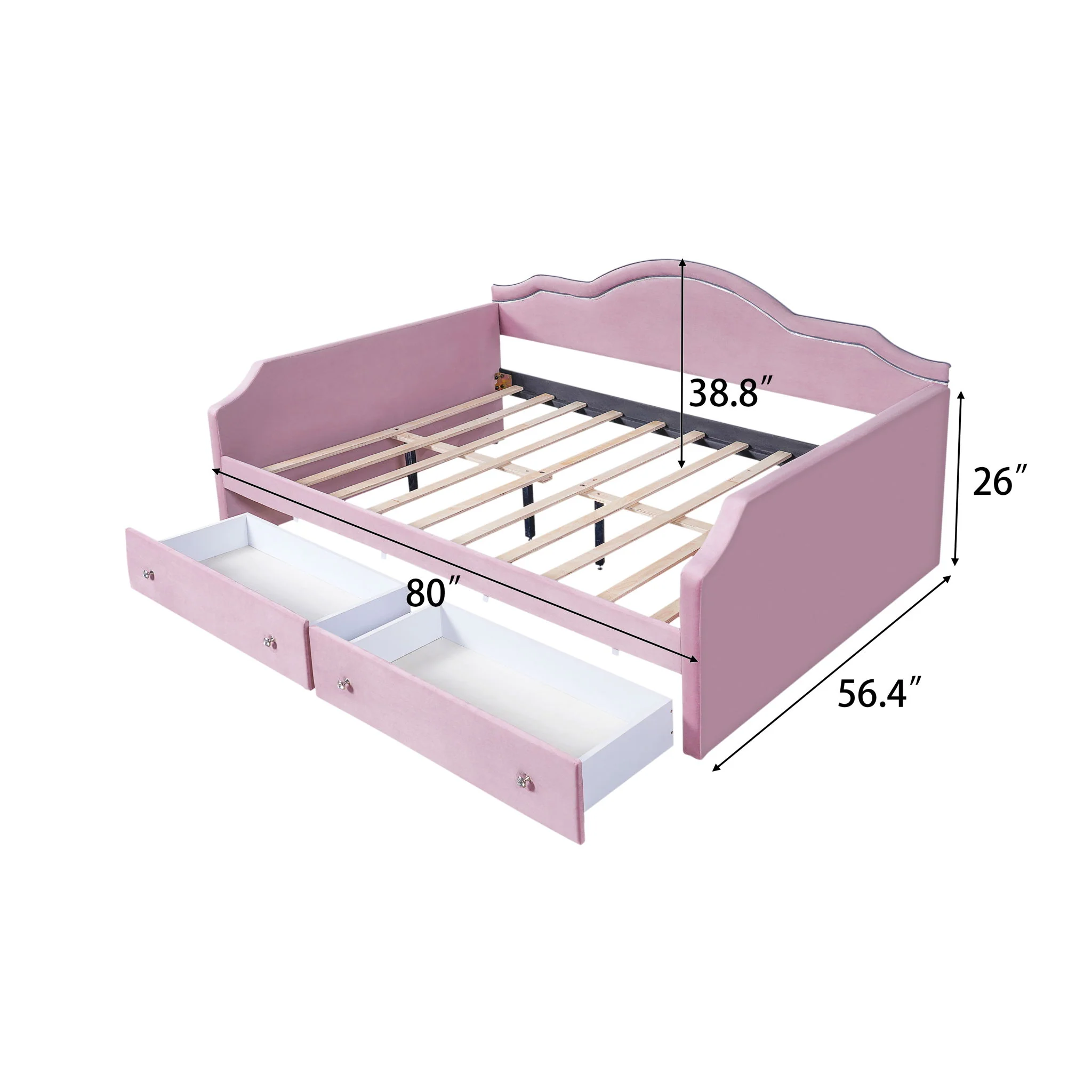 Upholstered Daybed With LED Lights And 2 Drawersme - Image 12