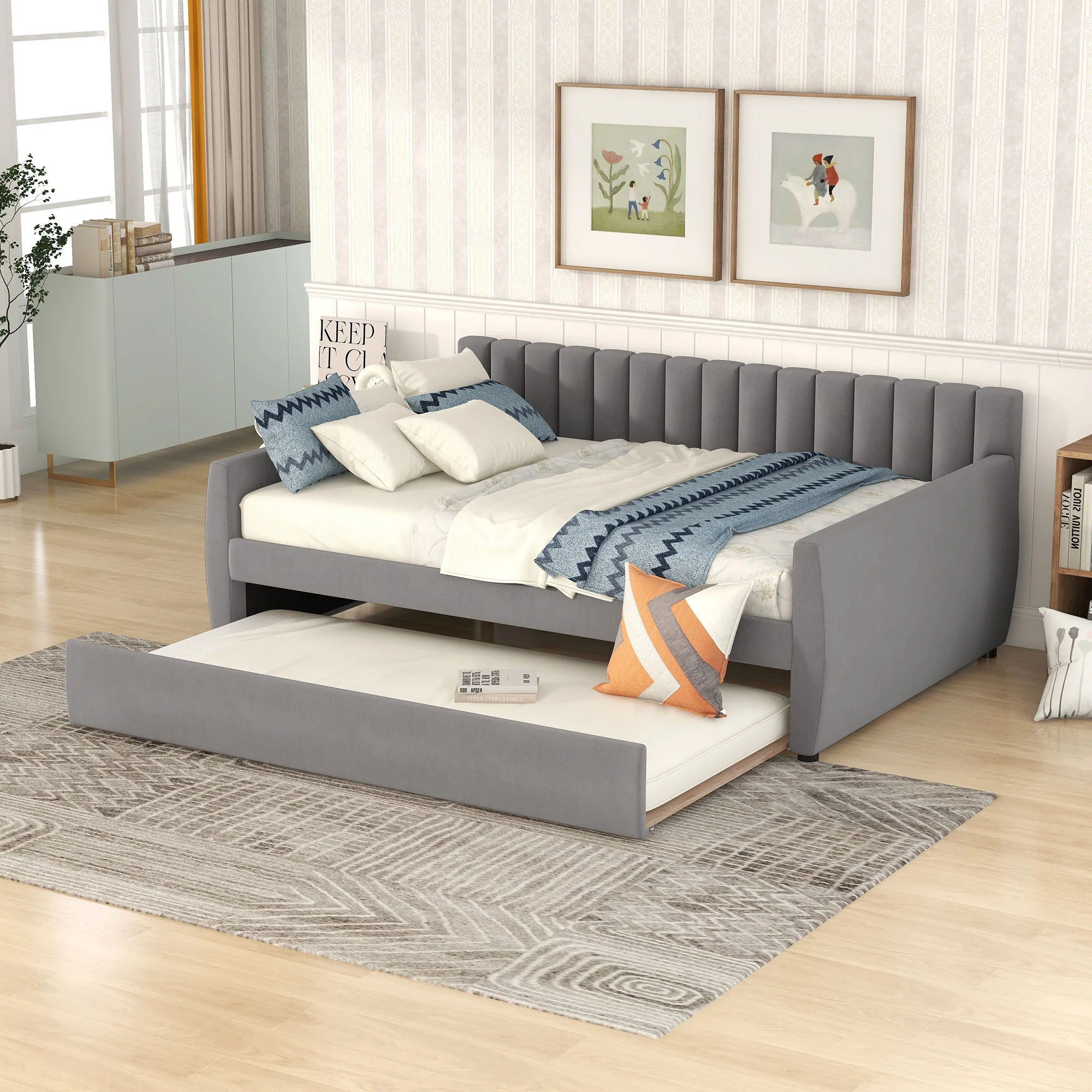 Upholstered Daybed With Slat Support - Image 2