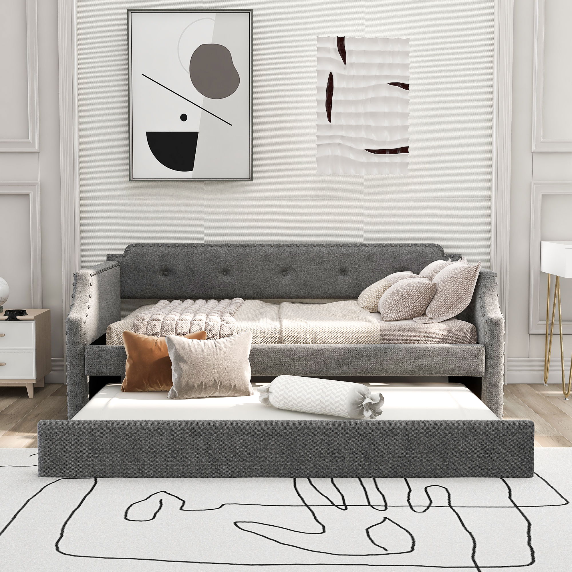 Upholstered Daybed With Trundle - Image 5