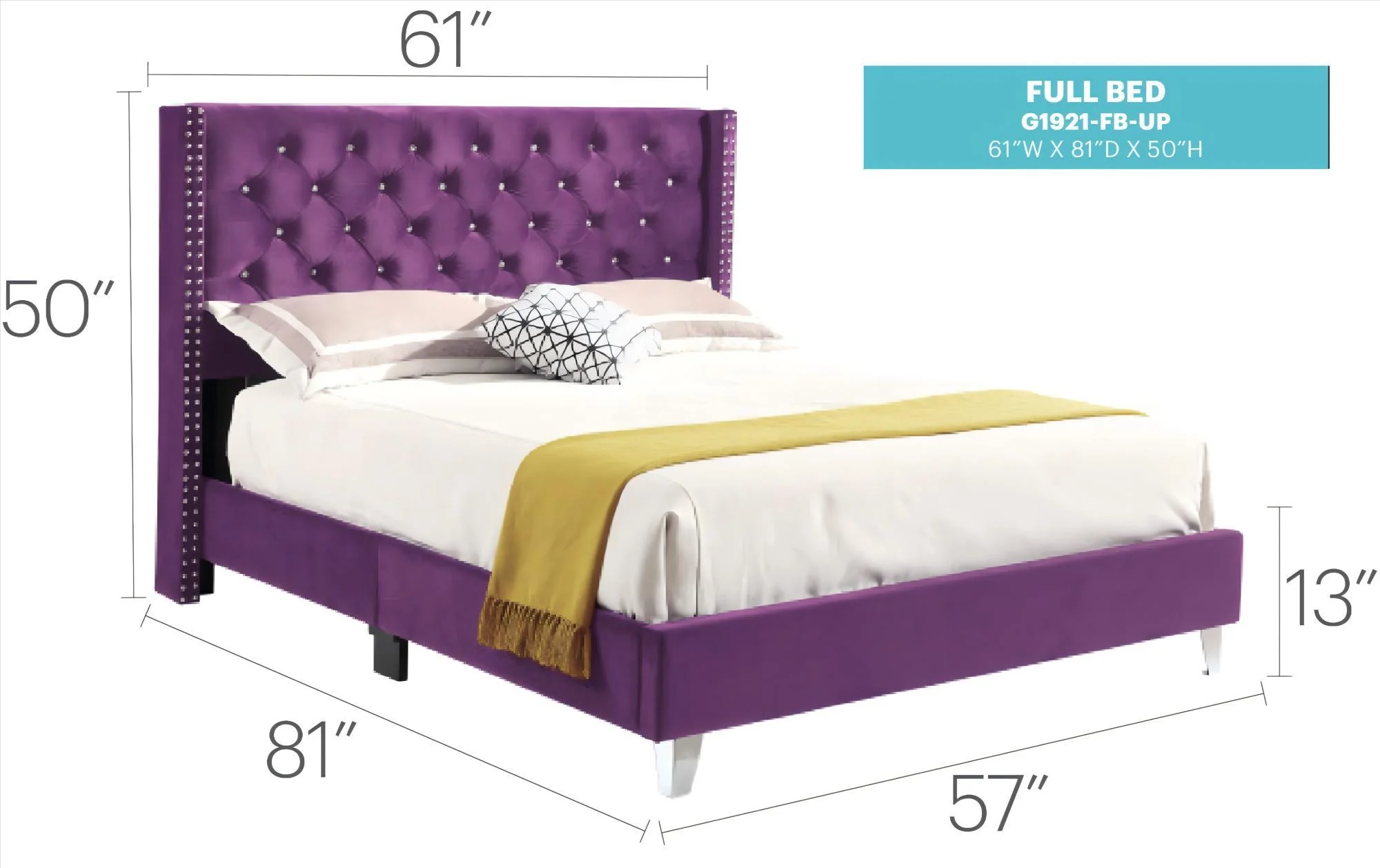 Upholstered Nailhead Trim Chic Bed - Image 26