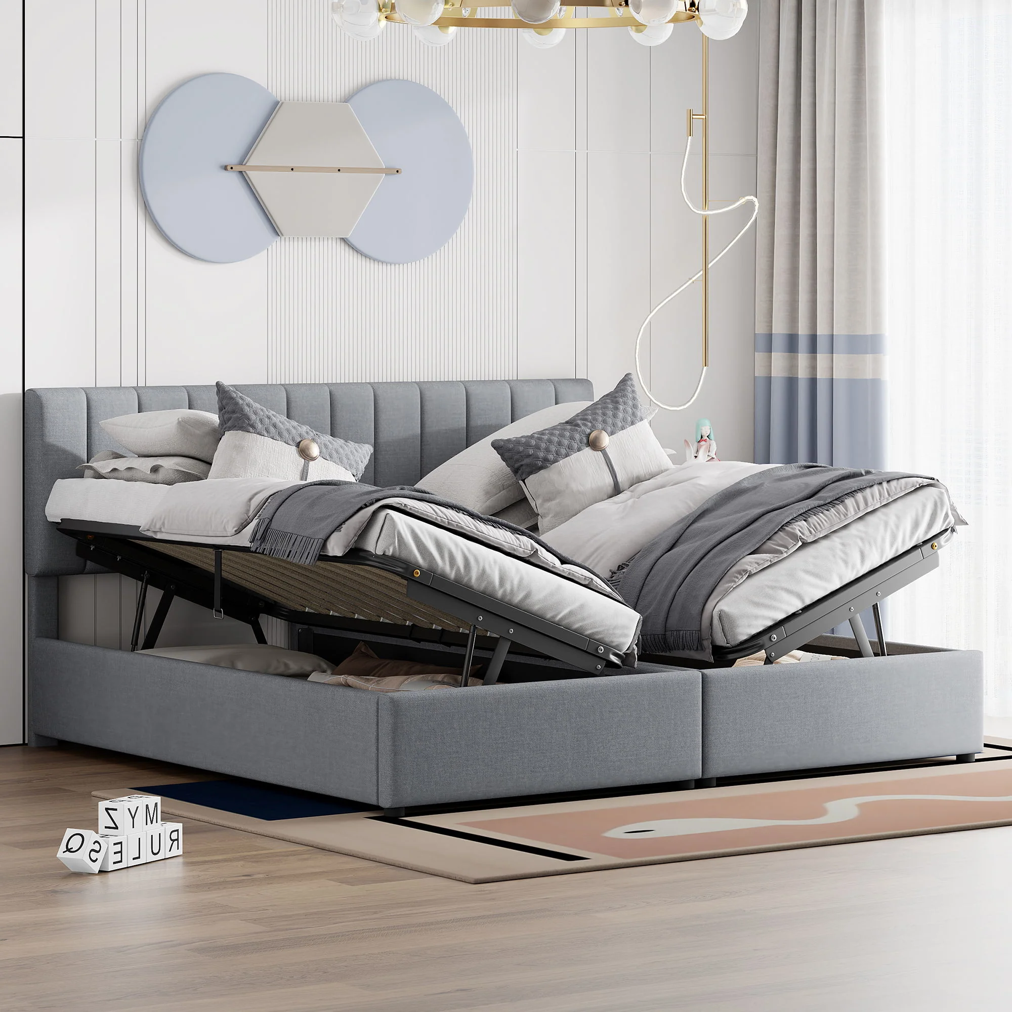 Upholstered Platform Bed With A Hydraulic Storage System - Image 4