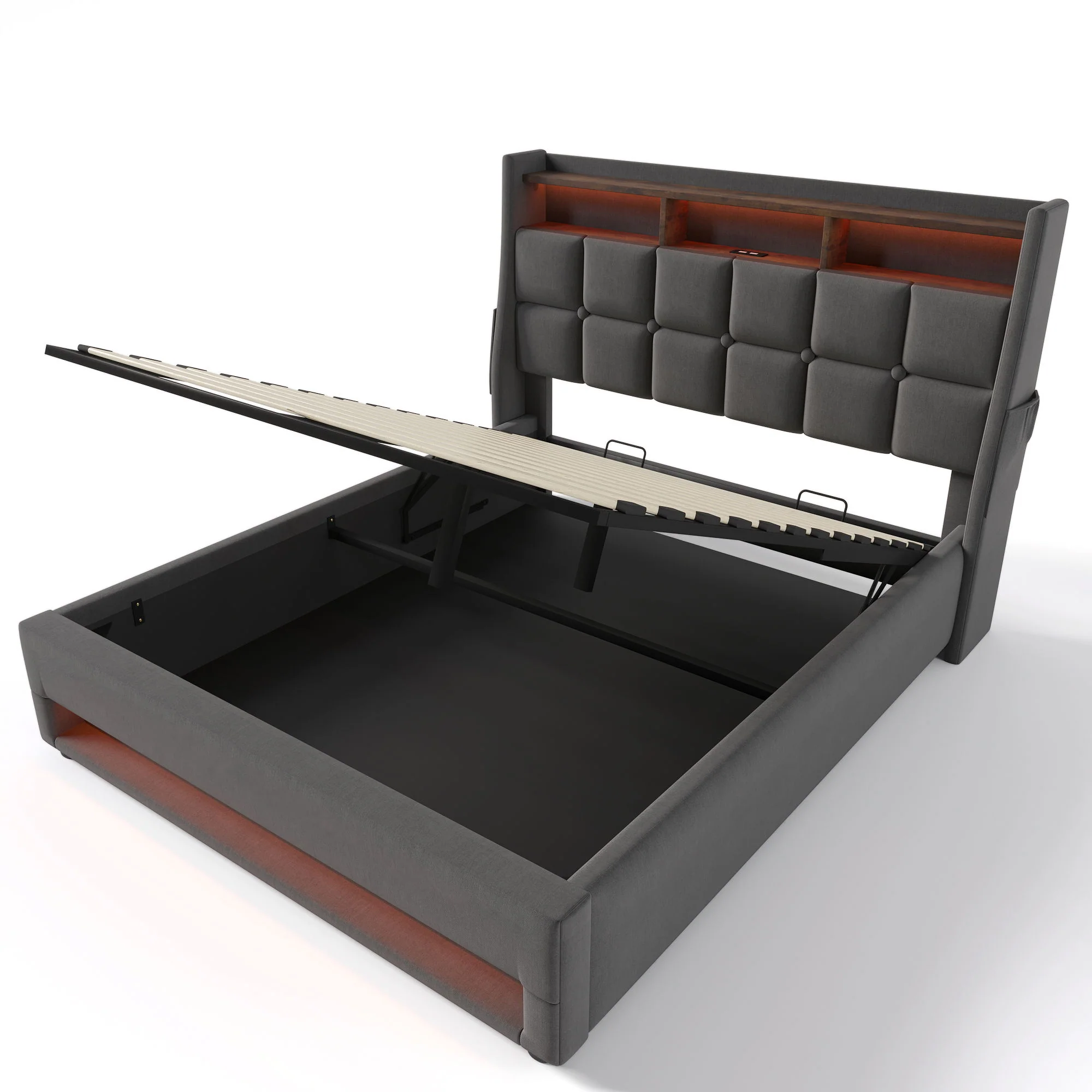 Upholstered Platform Bed With A Hydraulic Storage System, LED And USB Charging (Without Mattress) - Image 3