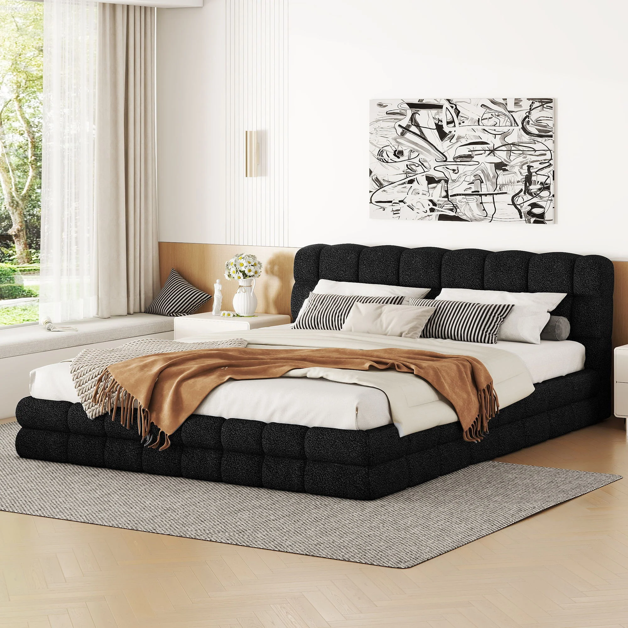 Upholstered Platform Bed With Headboard - Image 3