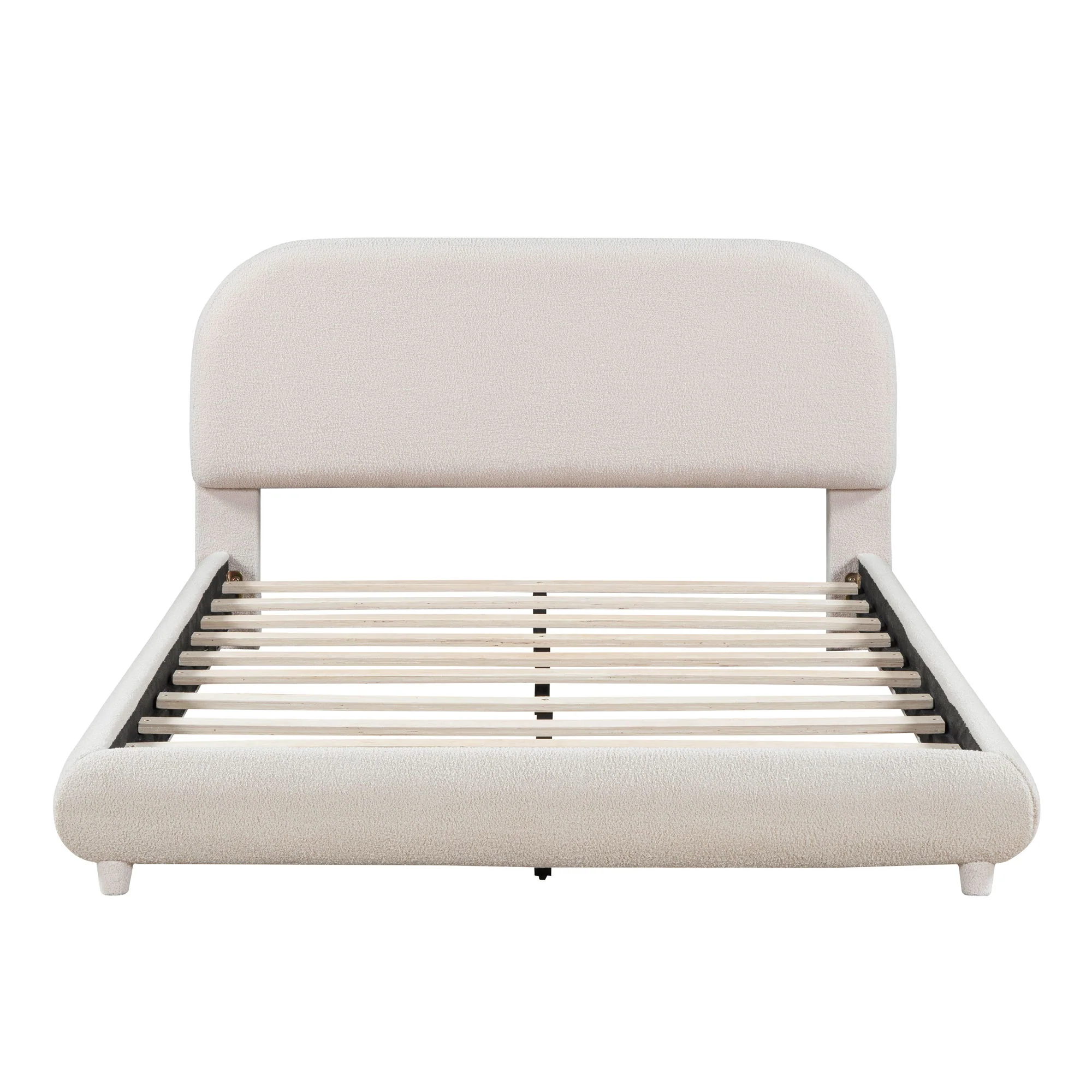 Upholstered Platform Bed With Thick Solid Frame And Stylish Curve-Shaped Design - Image 12