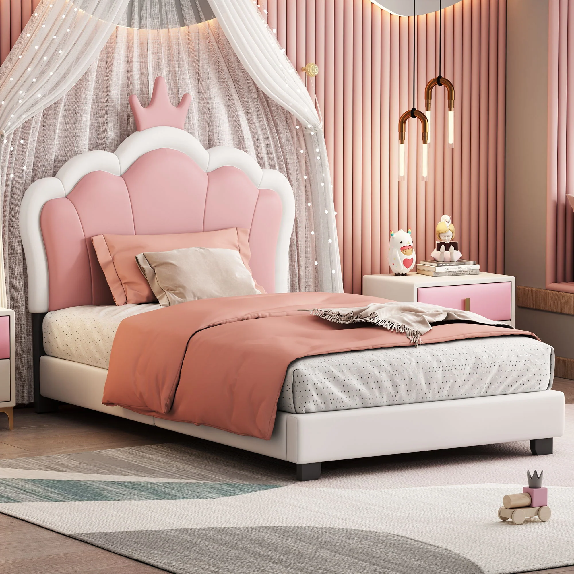 Upholstered Princess Platform Bed With Crown Headboard - Image 11