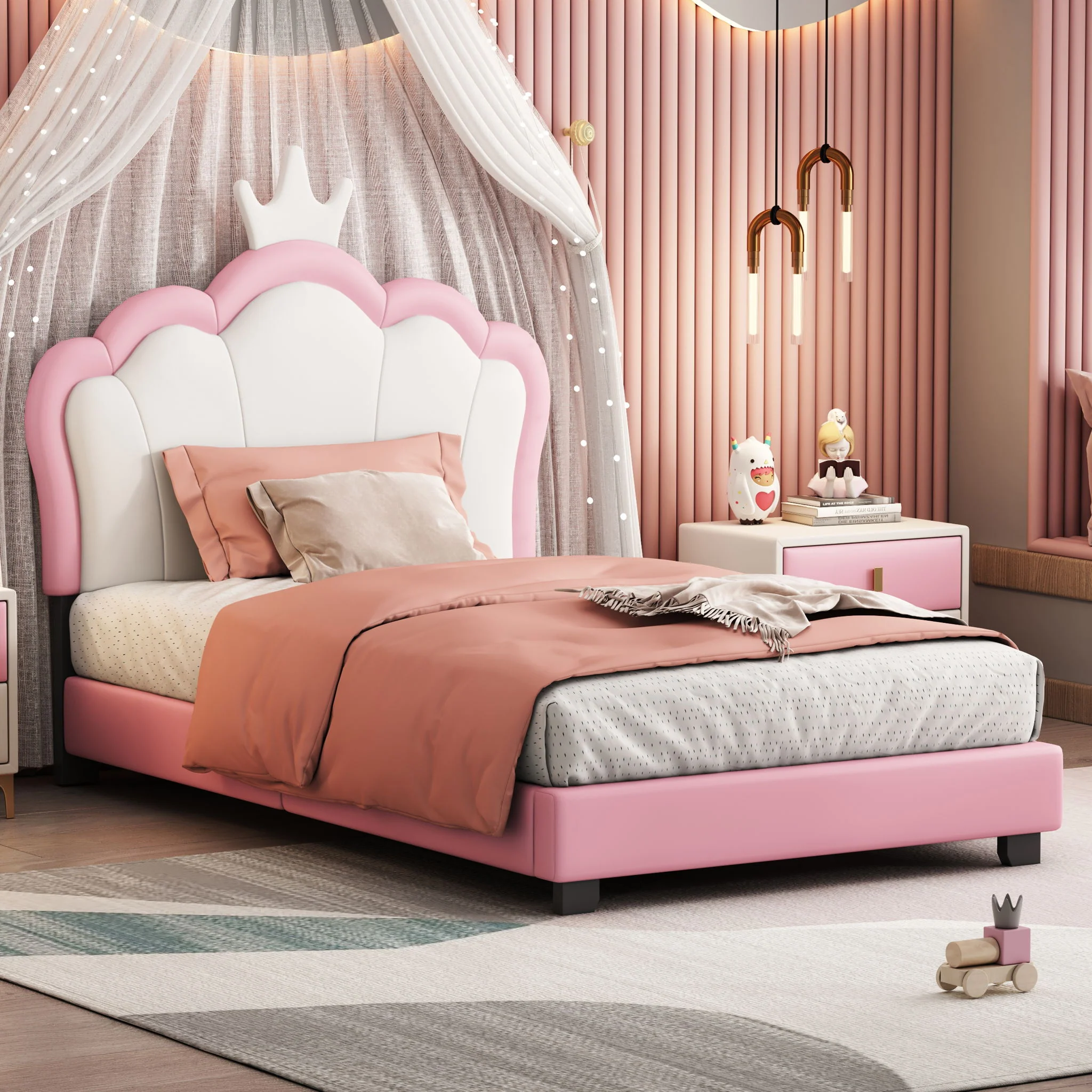 Upholstered Princess Platform Bed With Crown Headboard - Image 13