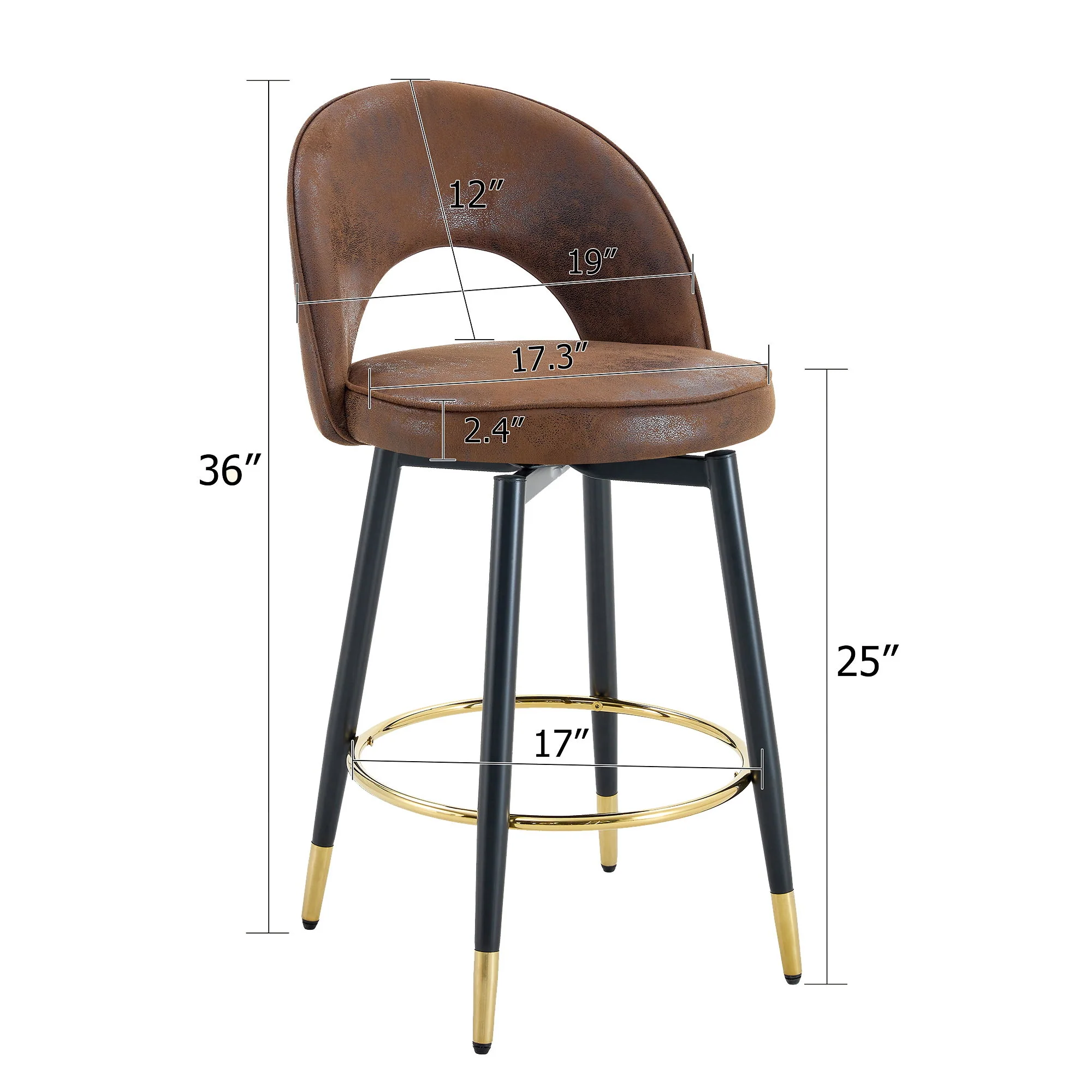 Upholstered Rotatable Bar Chair With Metal Legs For Dining Room - Image 9