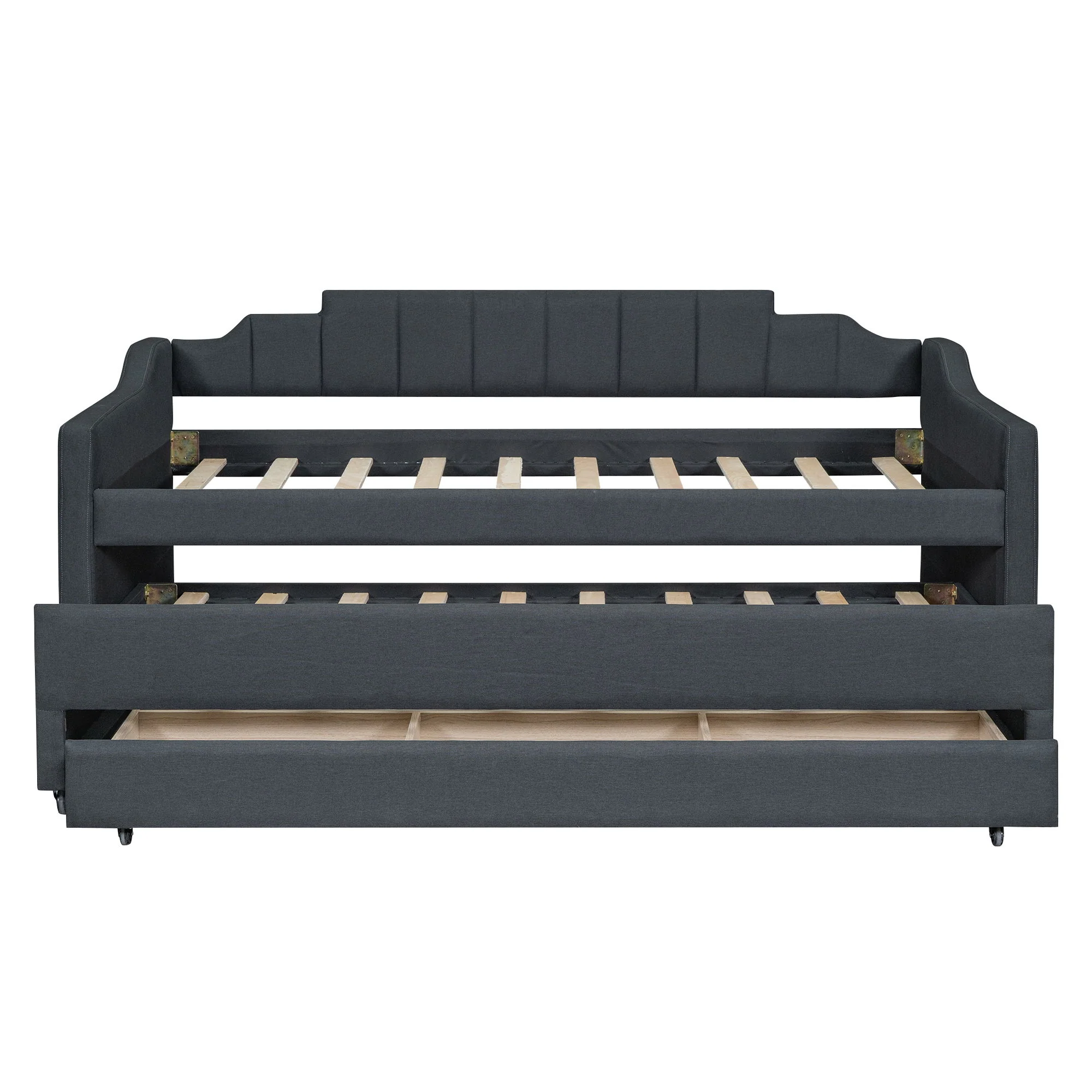 Upholstered Simple Design Daybed With Trundle And 3 Drawers - Image 2