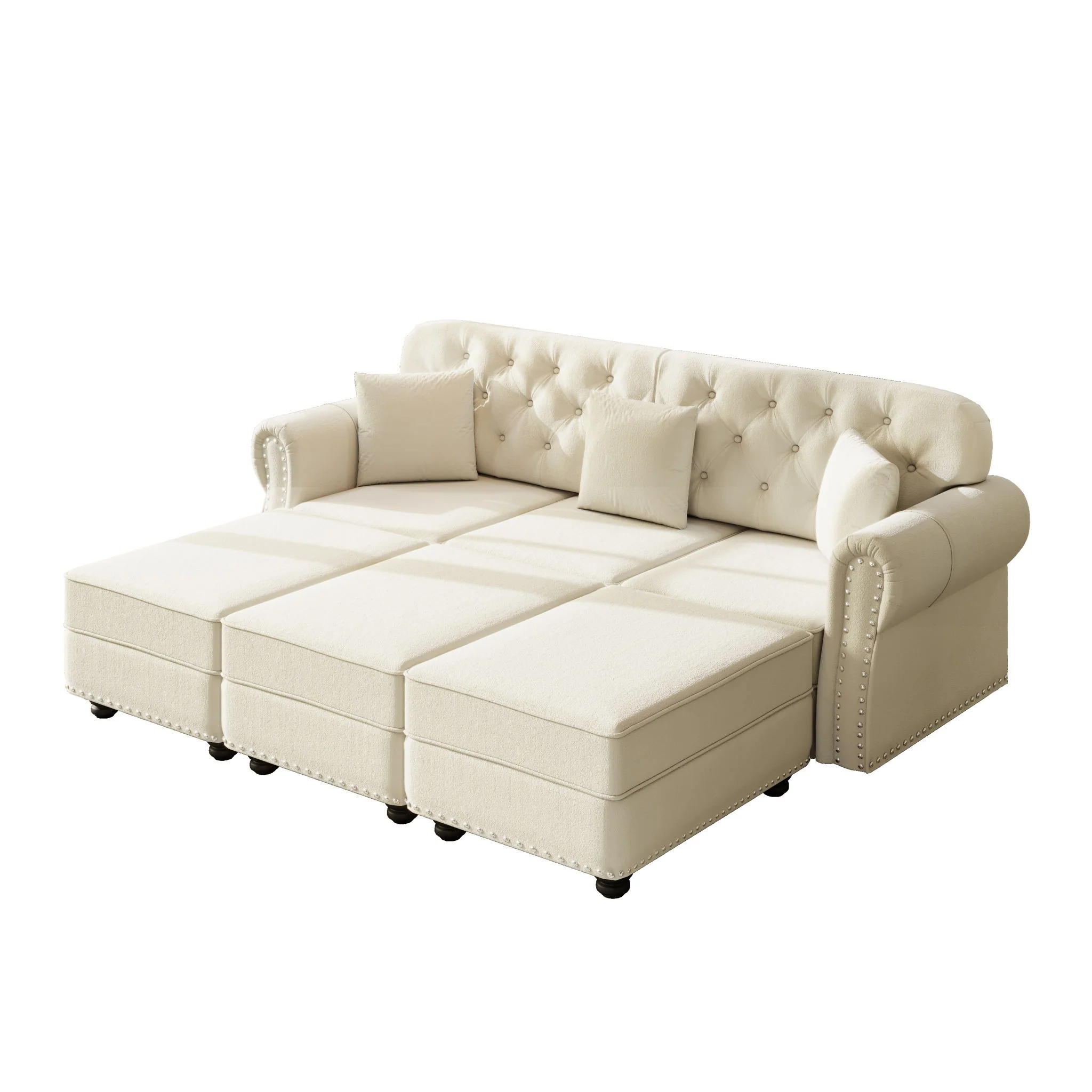 Upholstered Sofa Set With Nailhead Trim And Rolled Armrests, Includes Pillows - Image 12