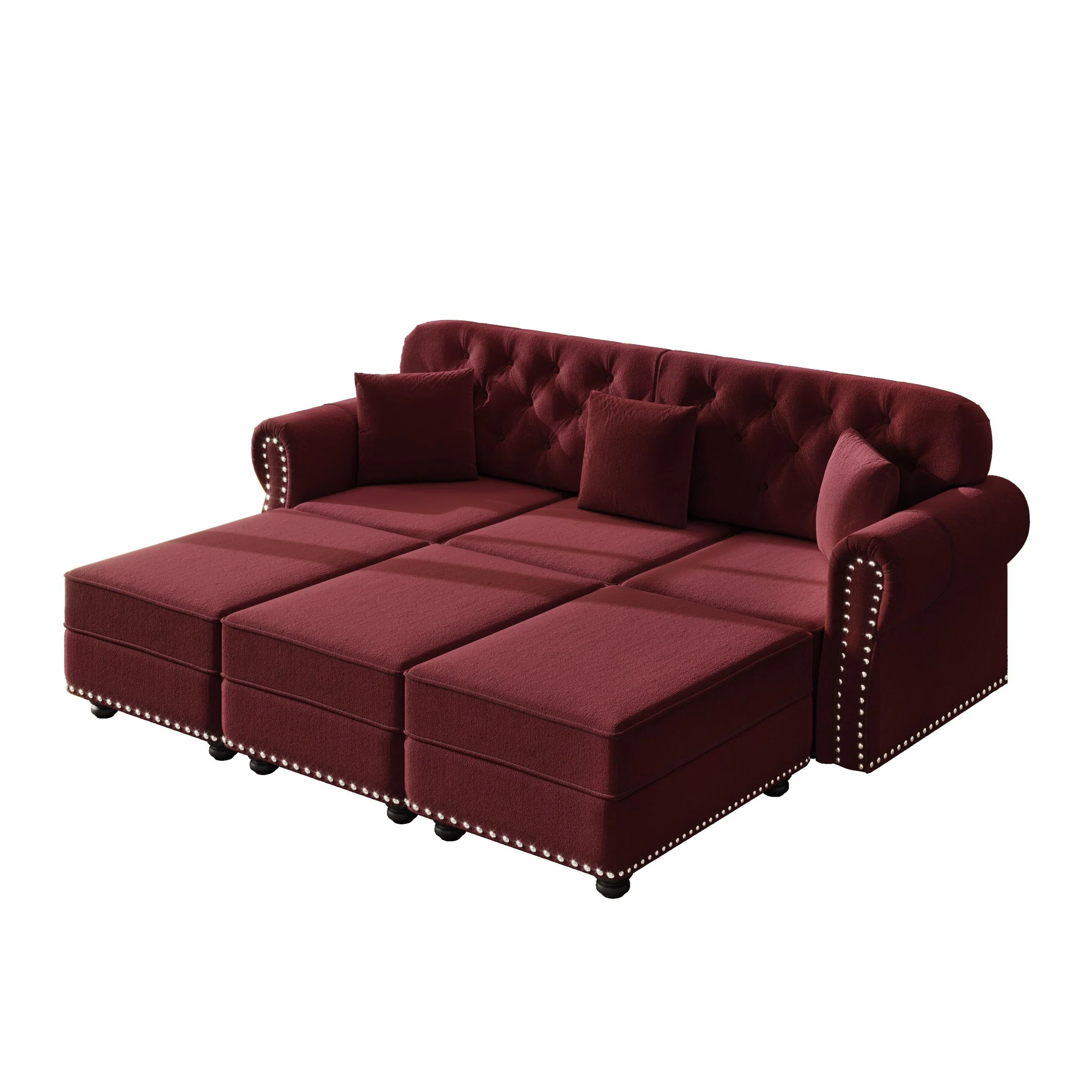 Upholstered Sofa Set With Nailhead Trim And Rolled Armrests, Includes Pillows - Image 13