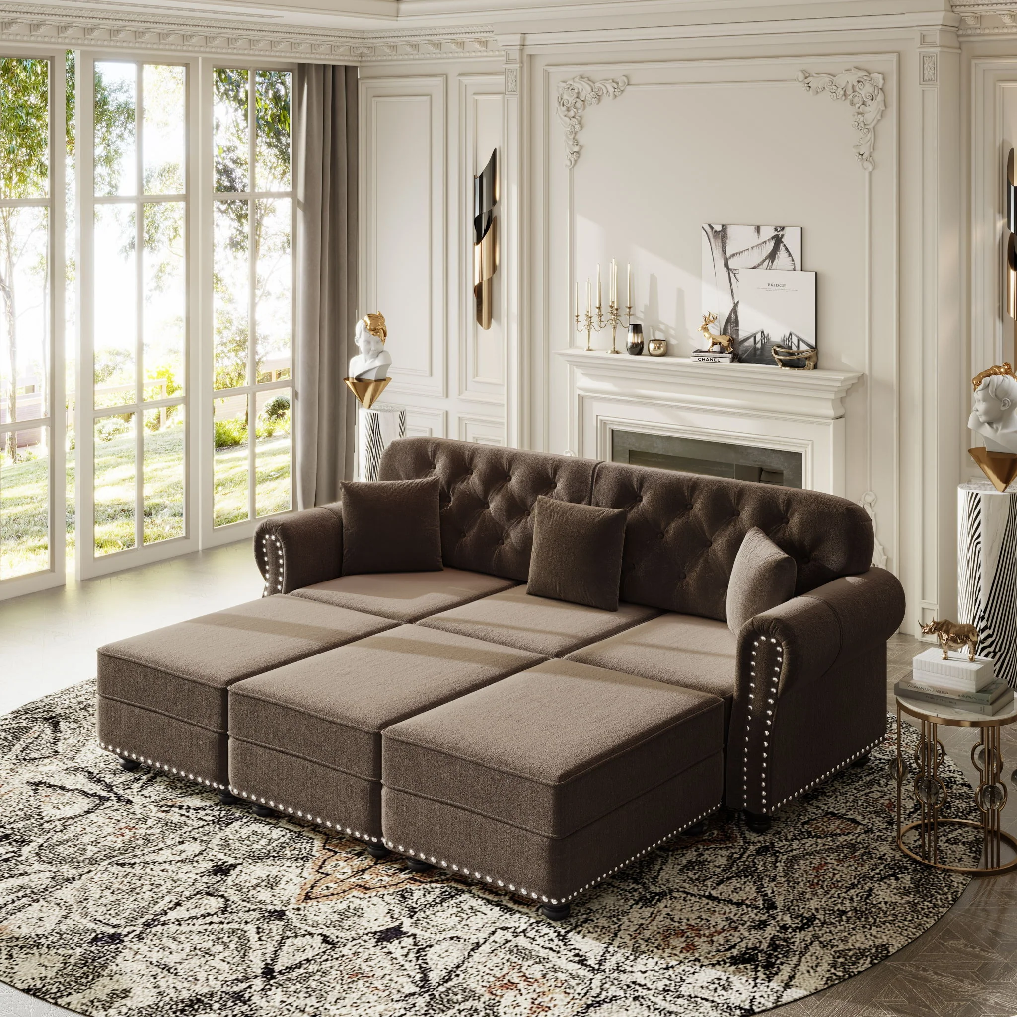 Upholstered Sofa Set With Nailhead Trim And Rolled Armrests, Includes Pillows - Image 32