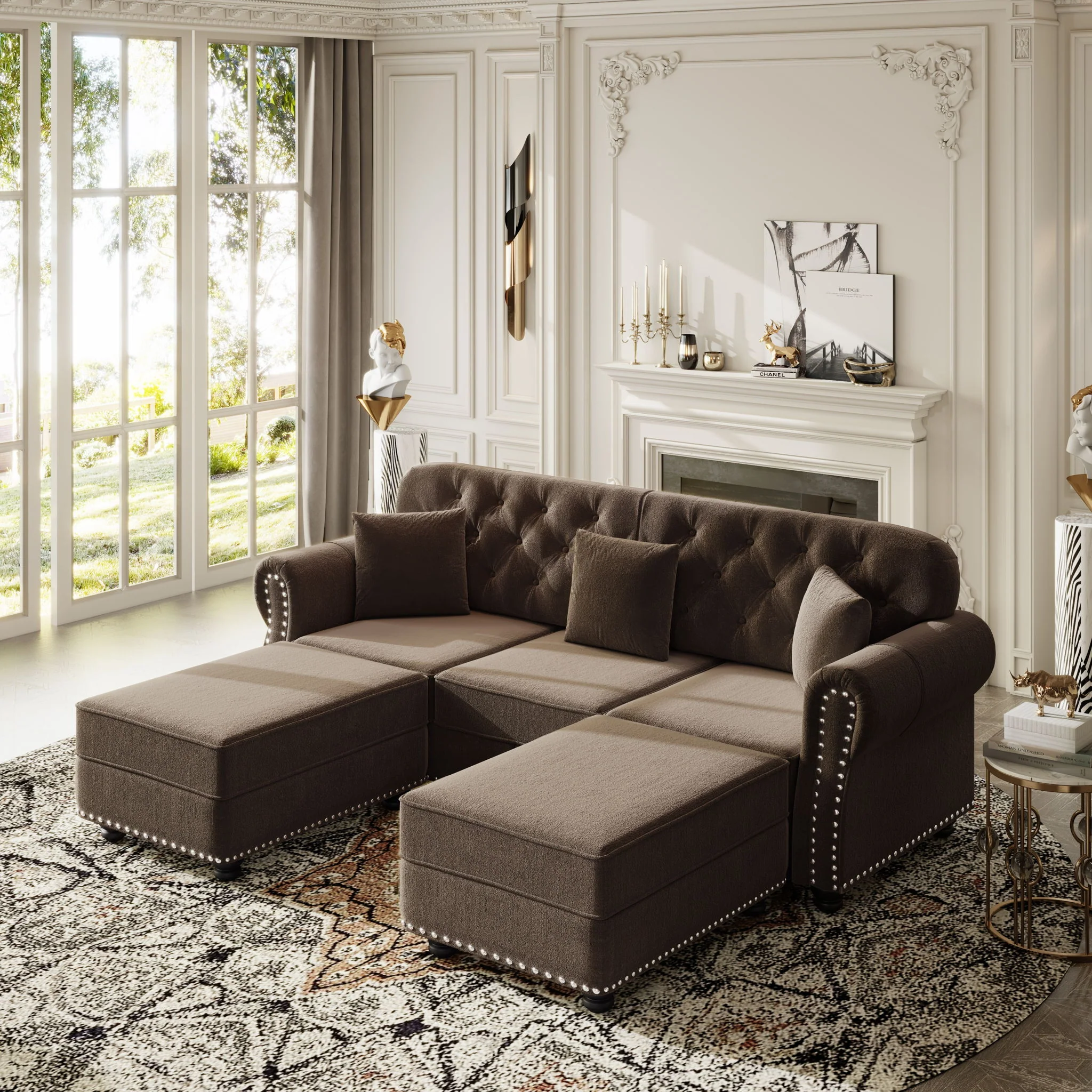 Upholstered Sofa Set With Nailhead Trim And Rolled Armrests, Includes Pillows - Image 72