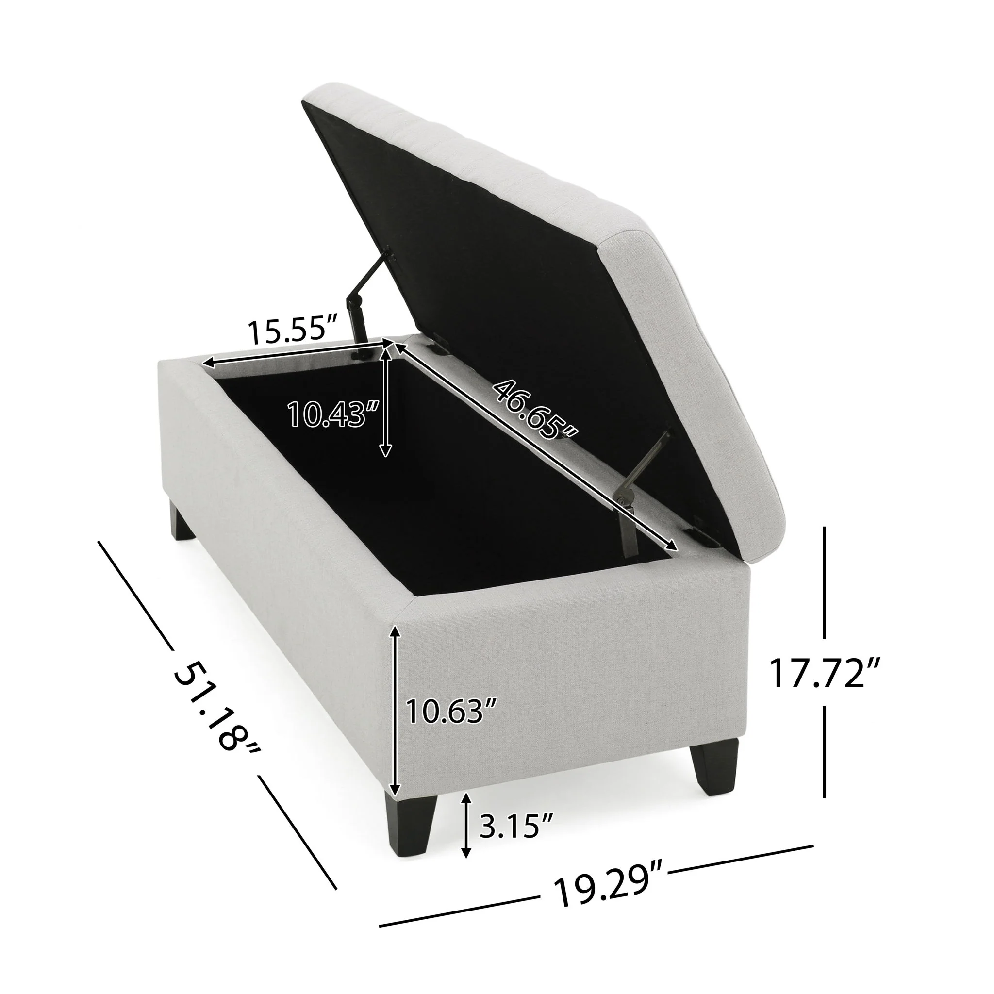 Upholstered Storage Ottoman Bench, Foot Rest For Bedroom - Image 11
