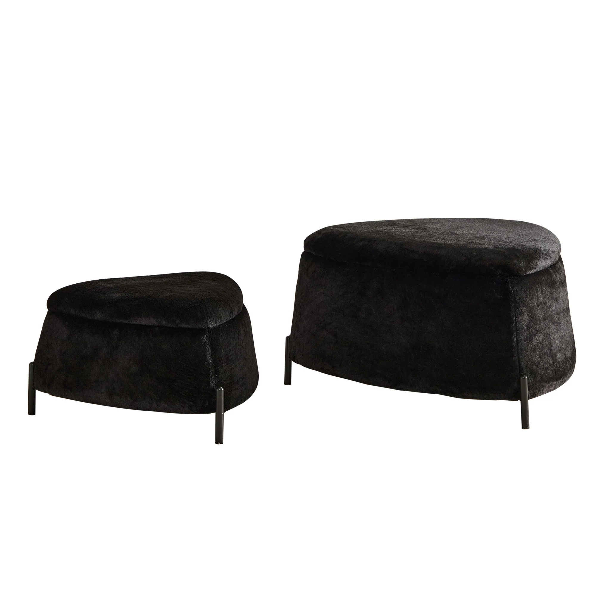 Upholstered Storage Ottoman Set With Reversible Lid - Image 2